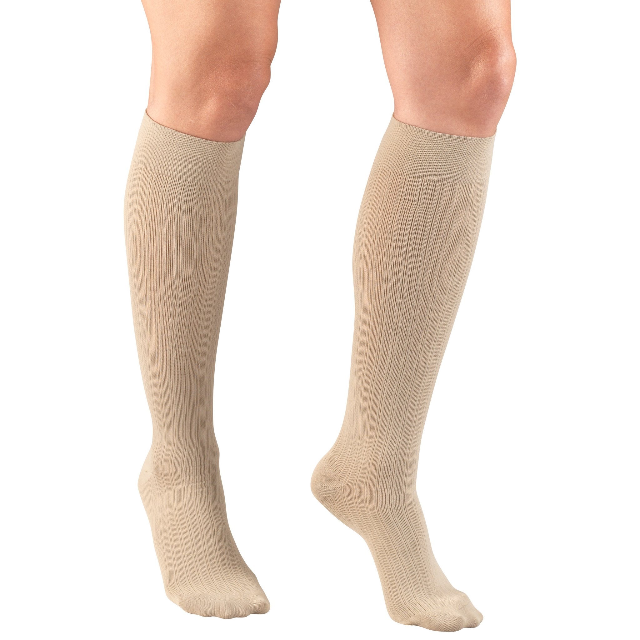 Truform - 1973-TN-LG Compression Socks Truform® Knee High Large Tan Closed Toe