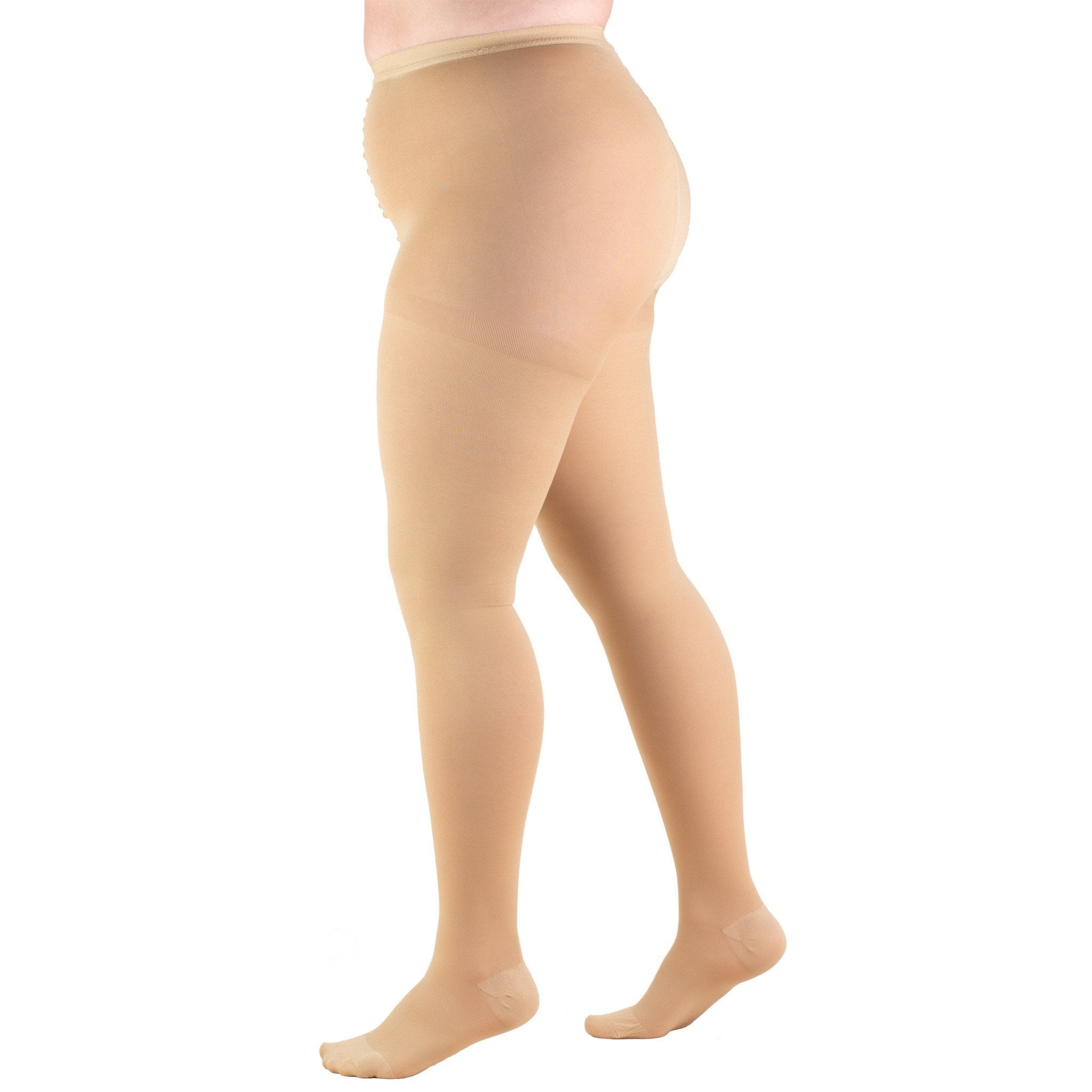 Truform - 1758BG-M Compression Pantyhose Truform® Plus Size Waist High Medium Beige Closed Toe