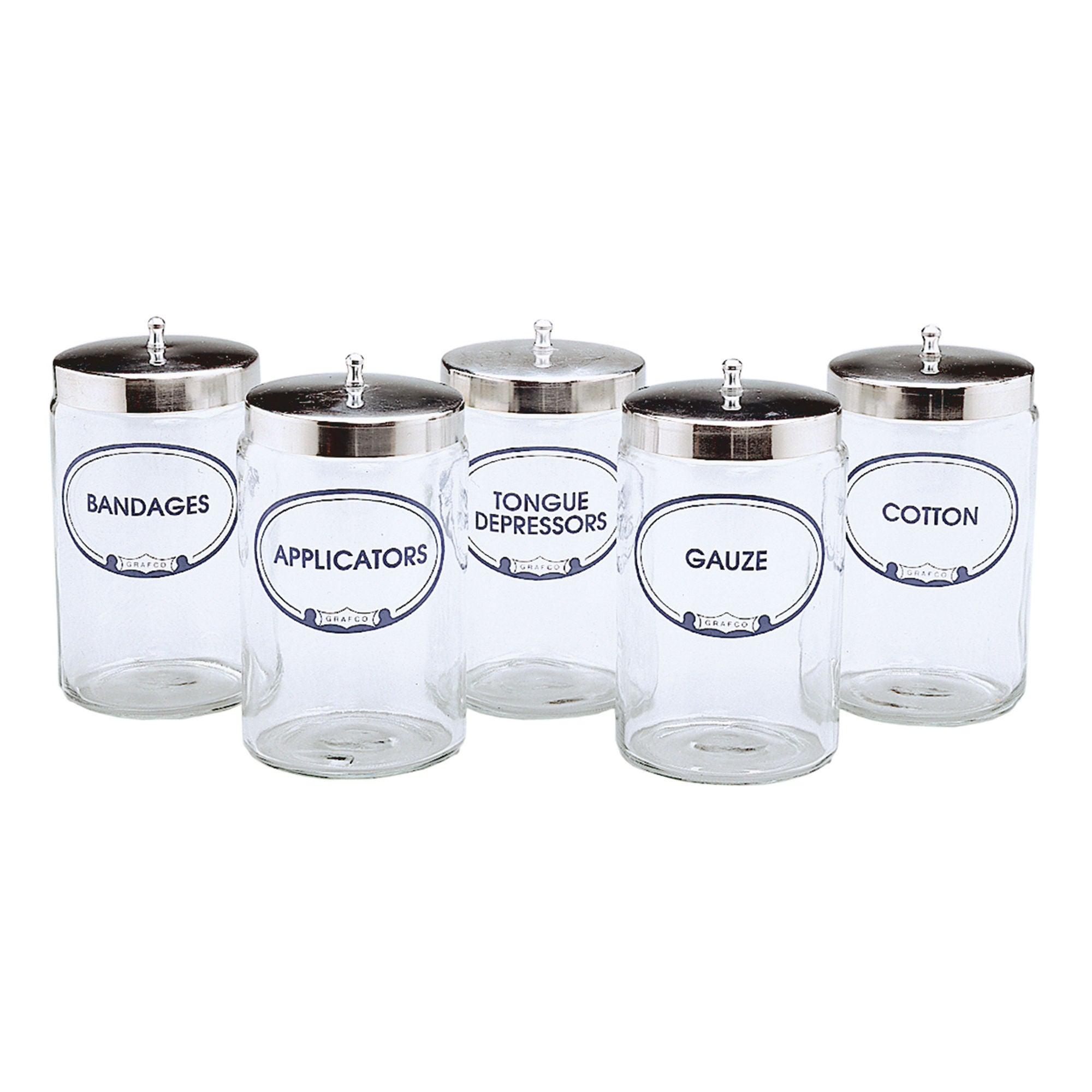 Graham-Field - 3454 Sundry Jar Grafco® Glass Transparent Glass Jars, Polished Aluminum Cover 4.25 X 7 Inch