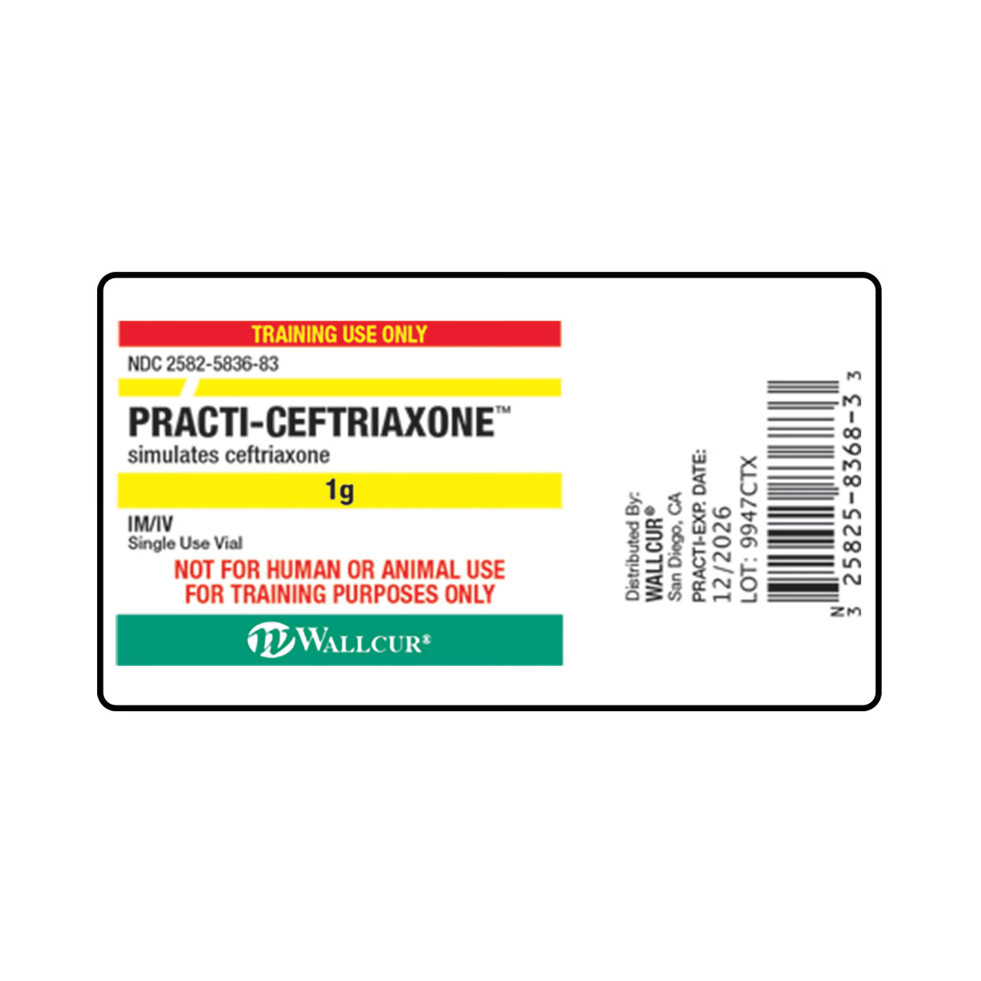 Wallcur - 9947CTX Training Medication Peel-N-Stick Labels Practi-Ceftriaxone™ For Wallcur’s Practi-Powder™ 10 mL Vials