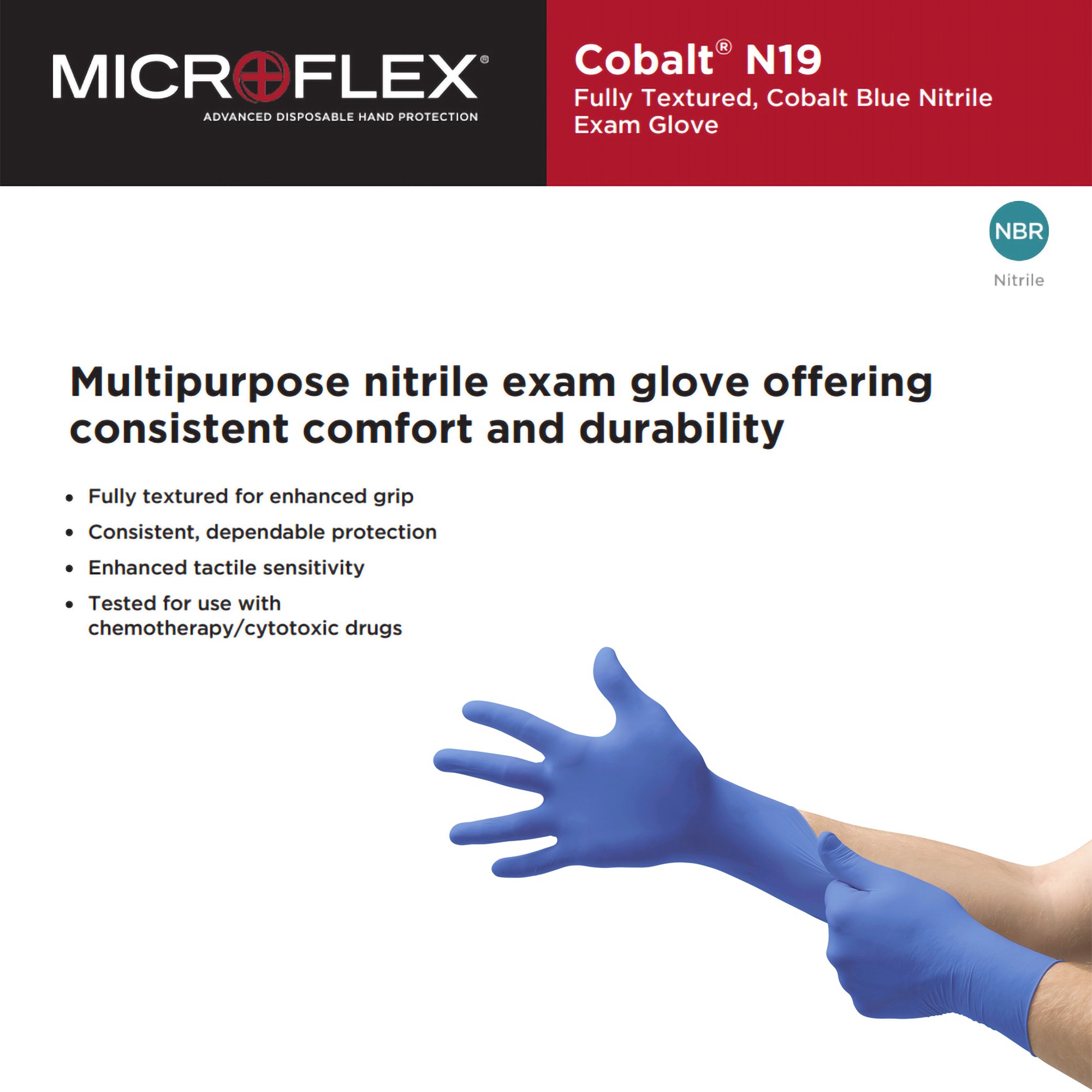 Microflex Medical N193 - Microflex® Cobalt® Nitrile Exam Glove, Large, Blue - 100/Box, 1000/Case