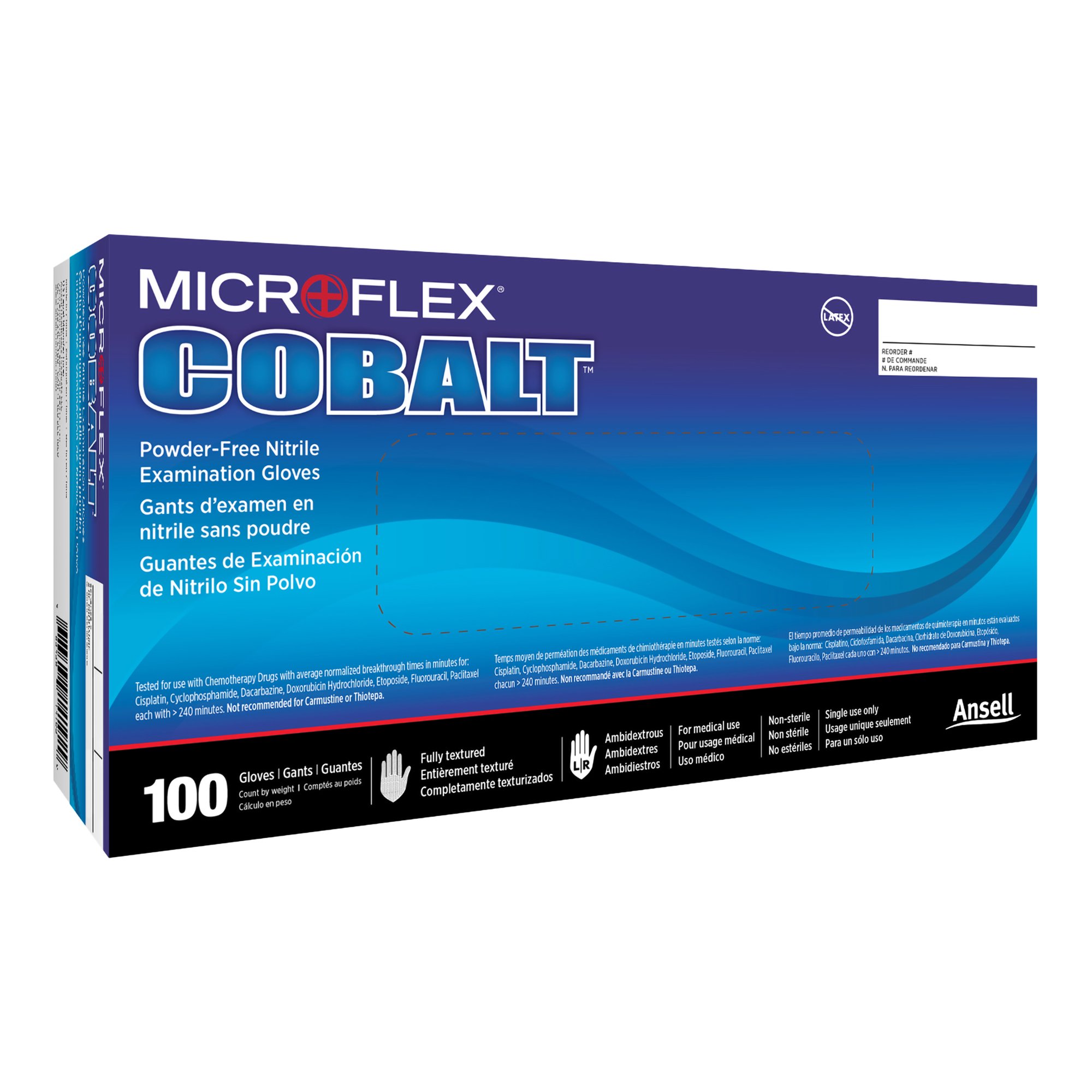 Microflex Medical N193 - Microflex® Cobalt® Nitrile Exam Glove, Large, Blue - 100/Box, 1000/Case