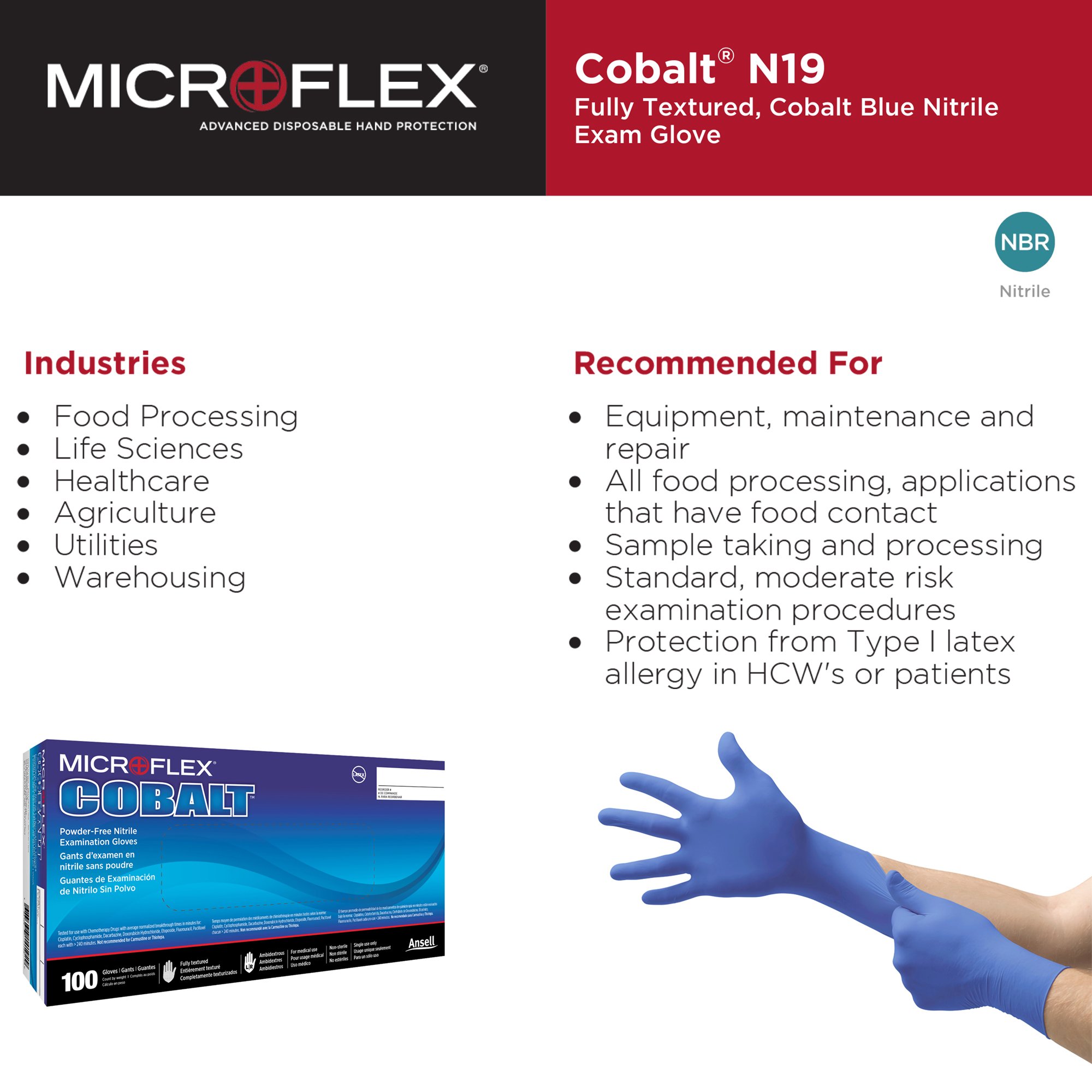 Microflex Medical N194 - Microflex® Cobalt® Nitrile Exam Glove, Extra Large, Blue - 100/Box, 1000/Case