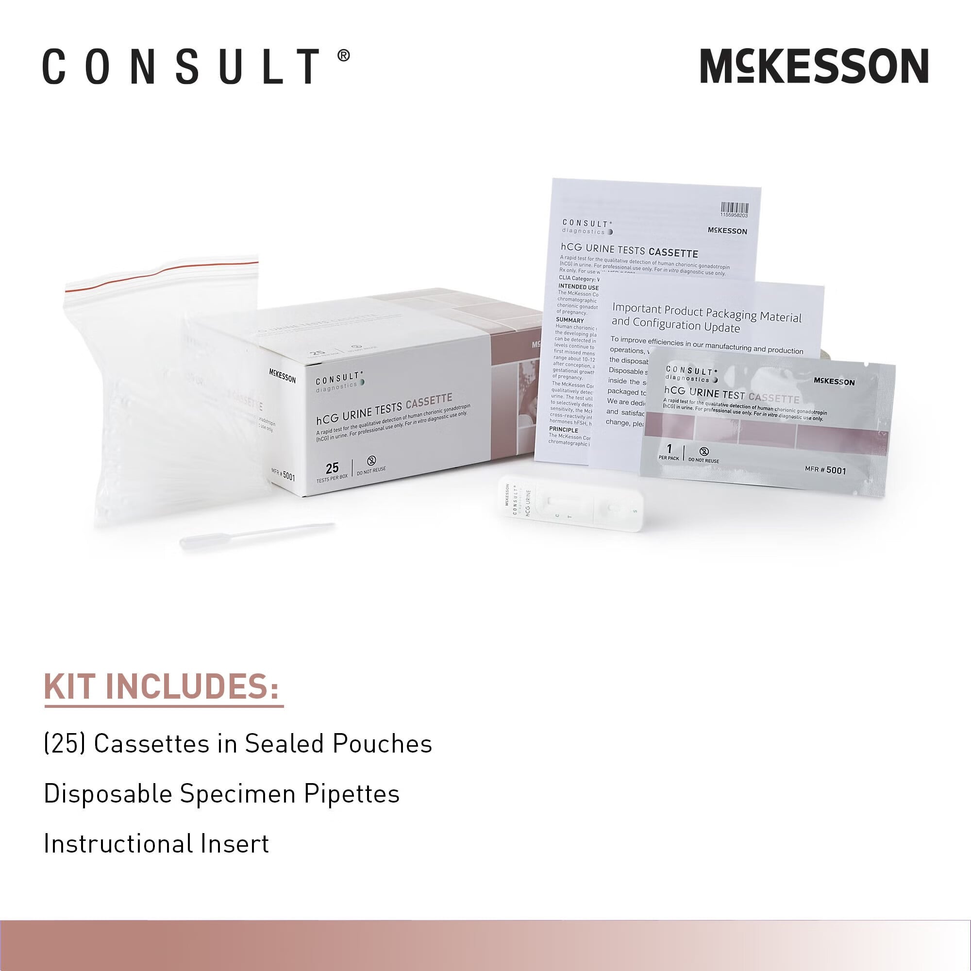 McKesson Brand - 5001 Reproductive Health Test Kit McKesson Consult™ hCG Pregnancy Test 25 Tests CLIA Waived