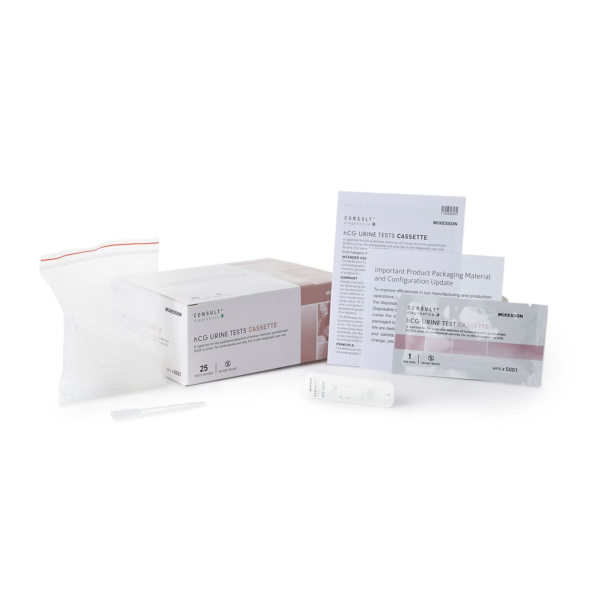 McKesson Brand - 5001 Reproductive Health Test Kit McKesson Consult™ hCG Pregnancy Test 25 Tests CLIA Waived