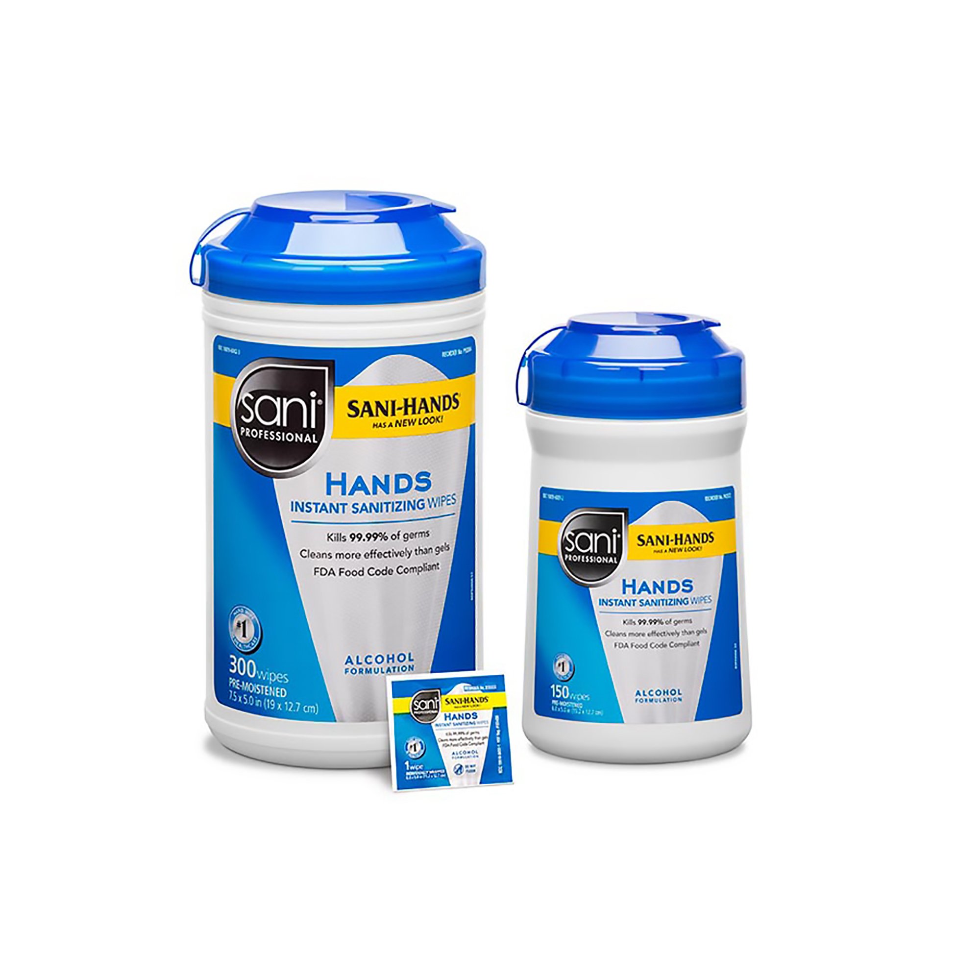 Professional Disposables P92084 - Sani-Hands Unscented Instant Hand Wipes - 300/Canister, 1800/Case