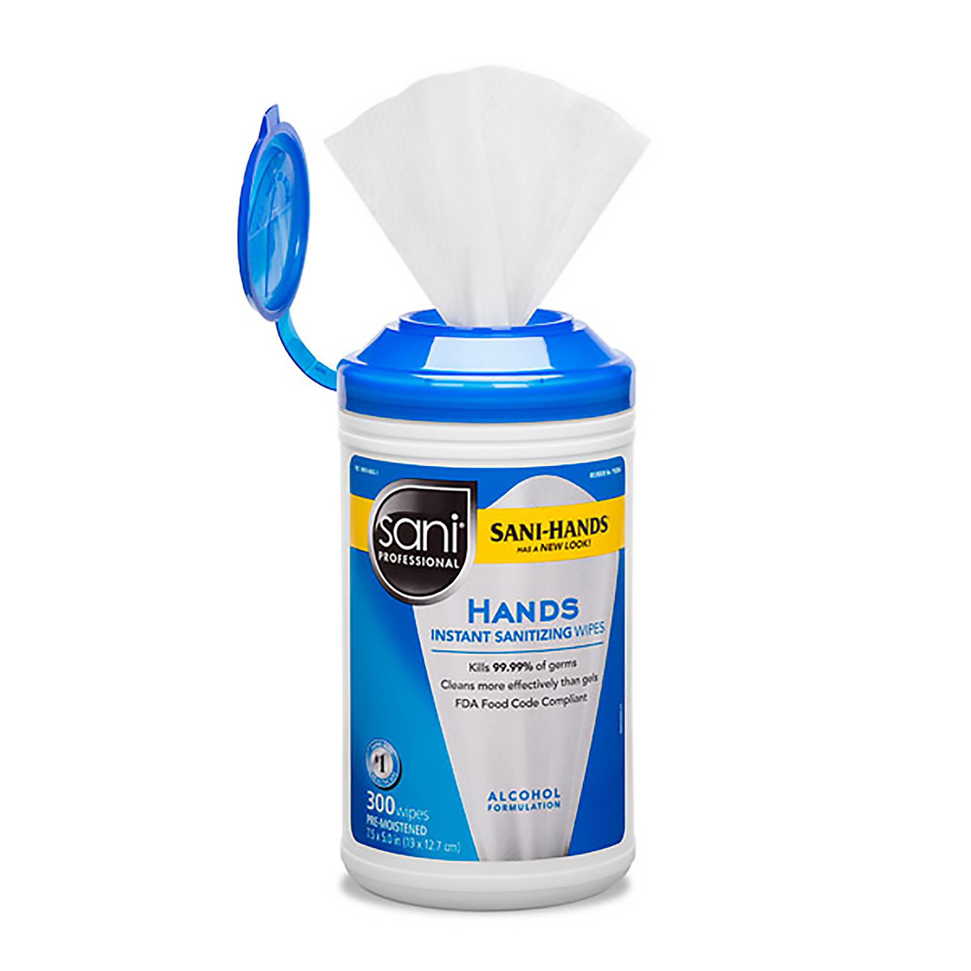 Professional Disposables P92084 - Sani-Hands Unscented Instant Hand Wipes - 300/Canister, 1800/Case