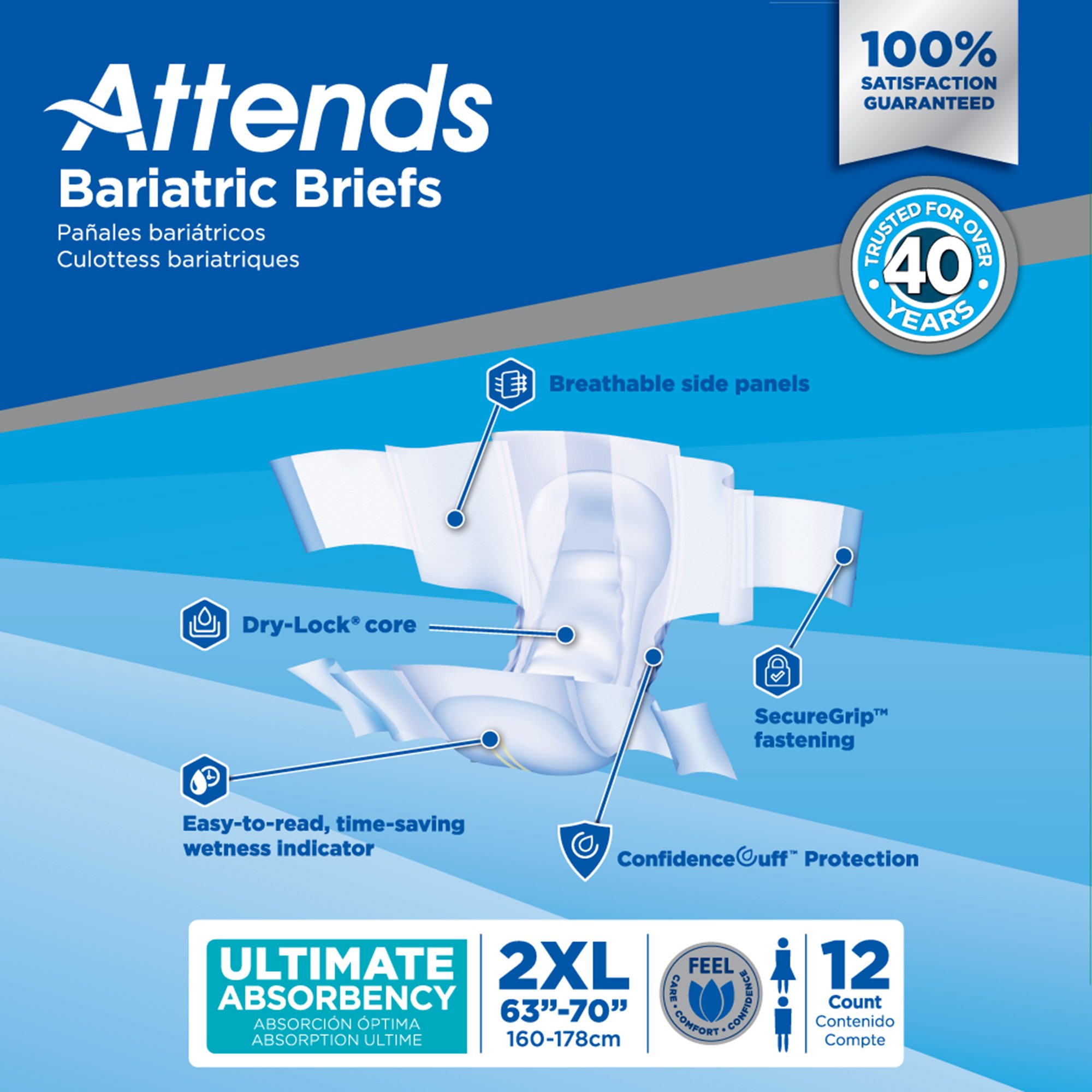Attends Healthcare Products DD50 - Attends® Bariatric Briefs, 2X-Large - 12/Bag, 48/Case