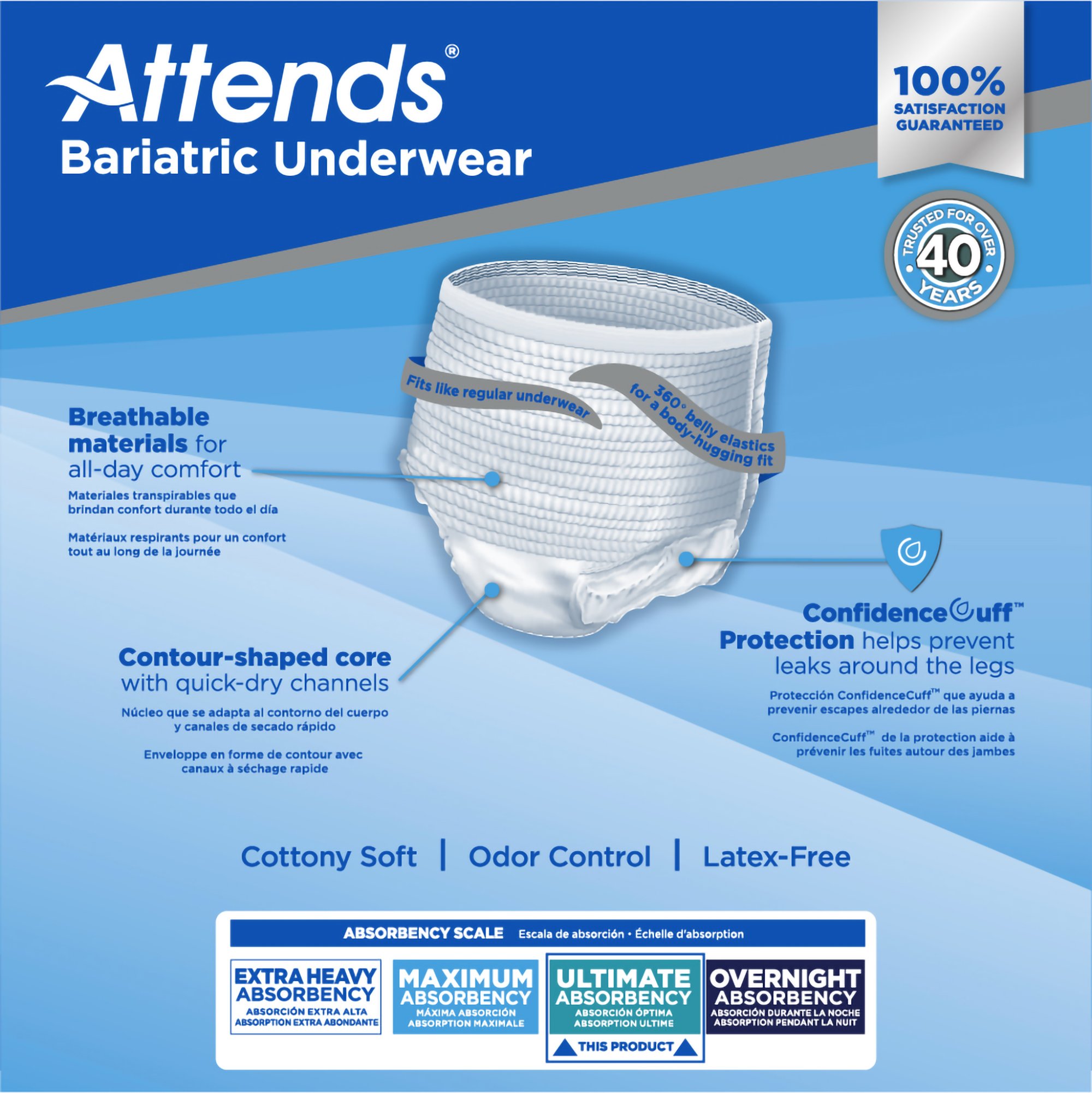 Attends Healthcare Products AU50 - Attends® Bariatric Protective Underwear, 2X-Large - 12/Bag, 48/Case