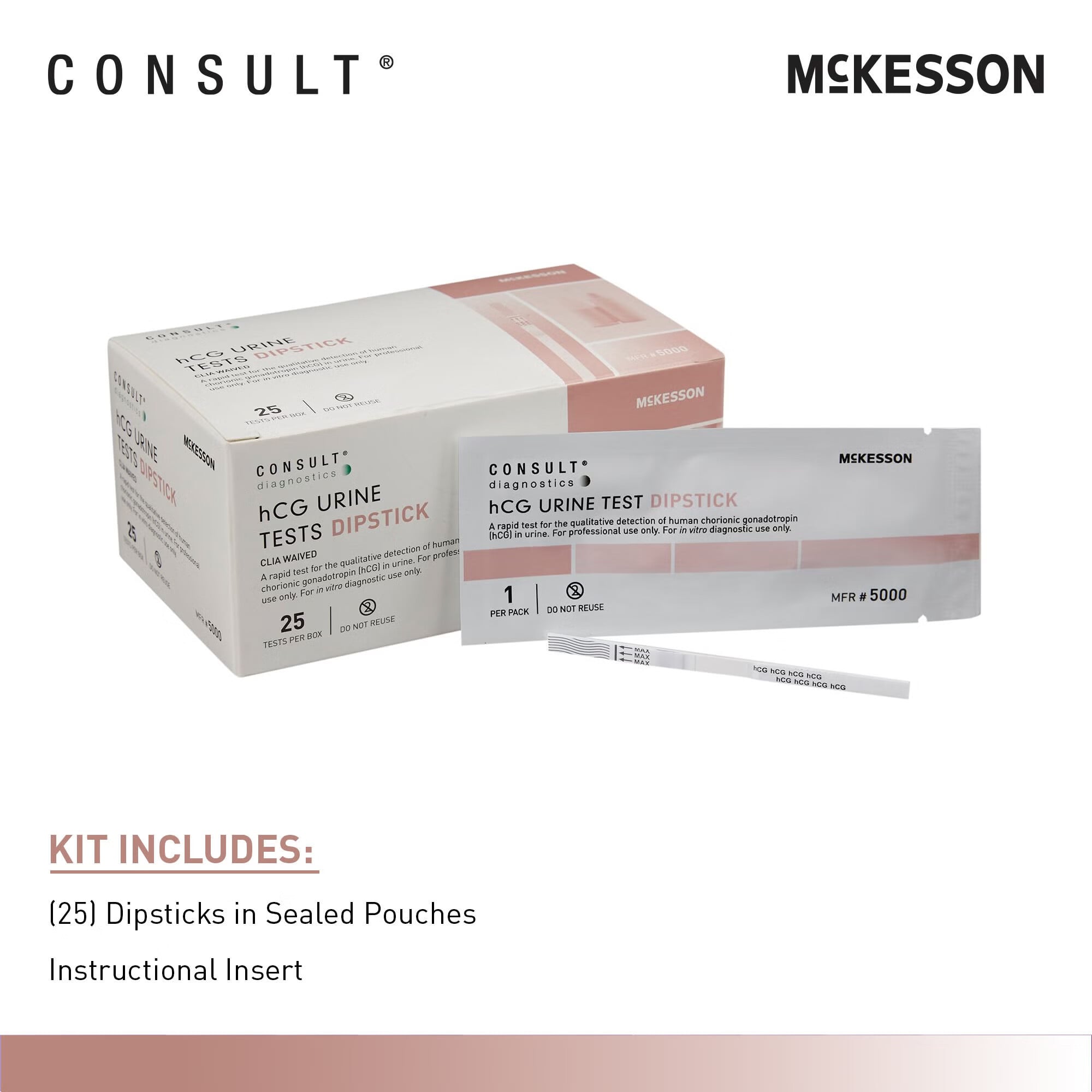 McKesson Brand - 5000 Reproductive Health Test Kit McKesson Consult™ hCG Pregnancy Test 25 Tests CLIA Waived