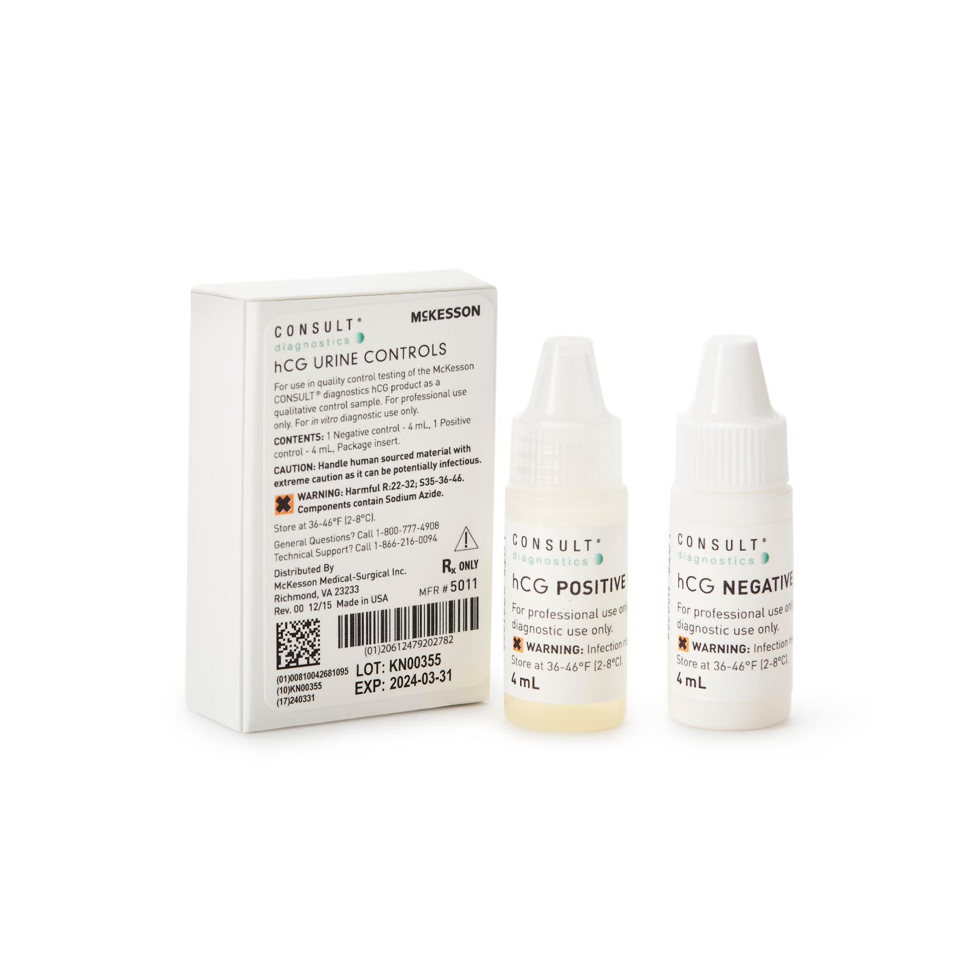 McKesson Brand - 5011 Reproductive Endocrinology Control Set McKesson Consult™ Pregnancy (hCG) Testing Positive Level / Negative Level 2 X 4 mL