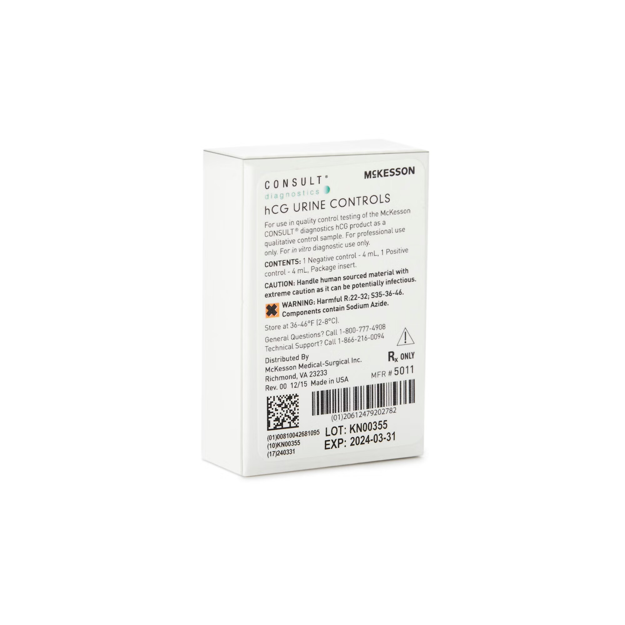 McKesson Brand - 5011 Reproductive Endocrinology Control Set McKesson Consult™ Pregnancy (hCG) Testing Positive Level / Negative Level 2 X 4 mL
