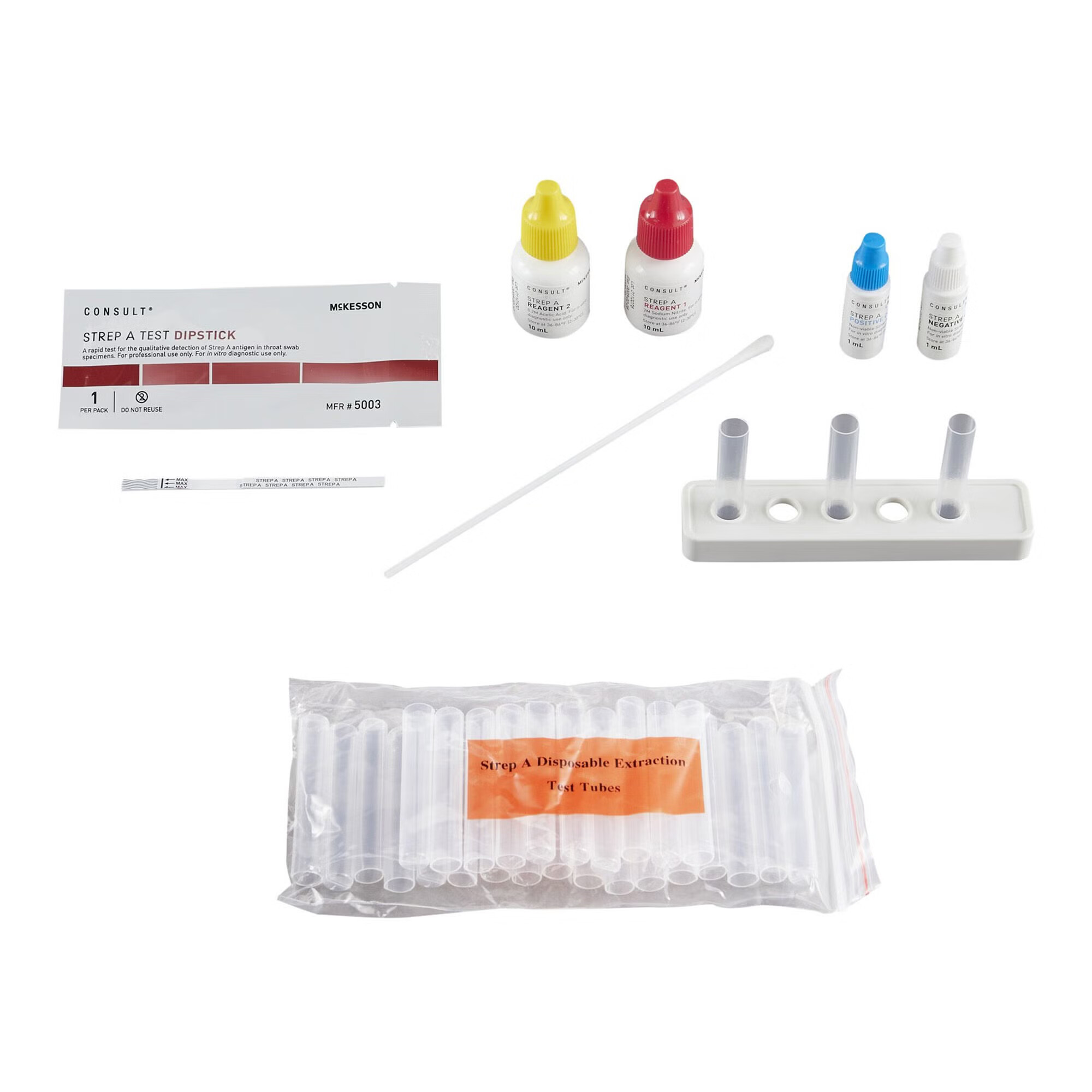 McKesson Brand - 5003 Respiratory Test Kit McKesson Consult™ Strep A Test 25 Tests CLIA Waived