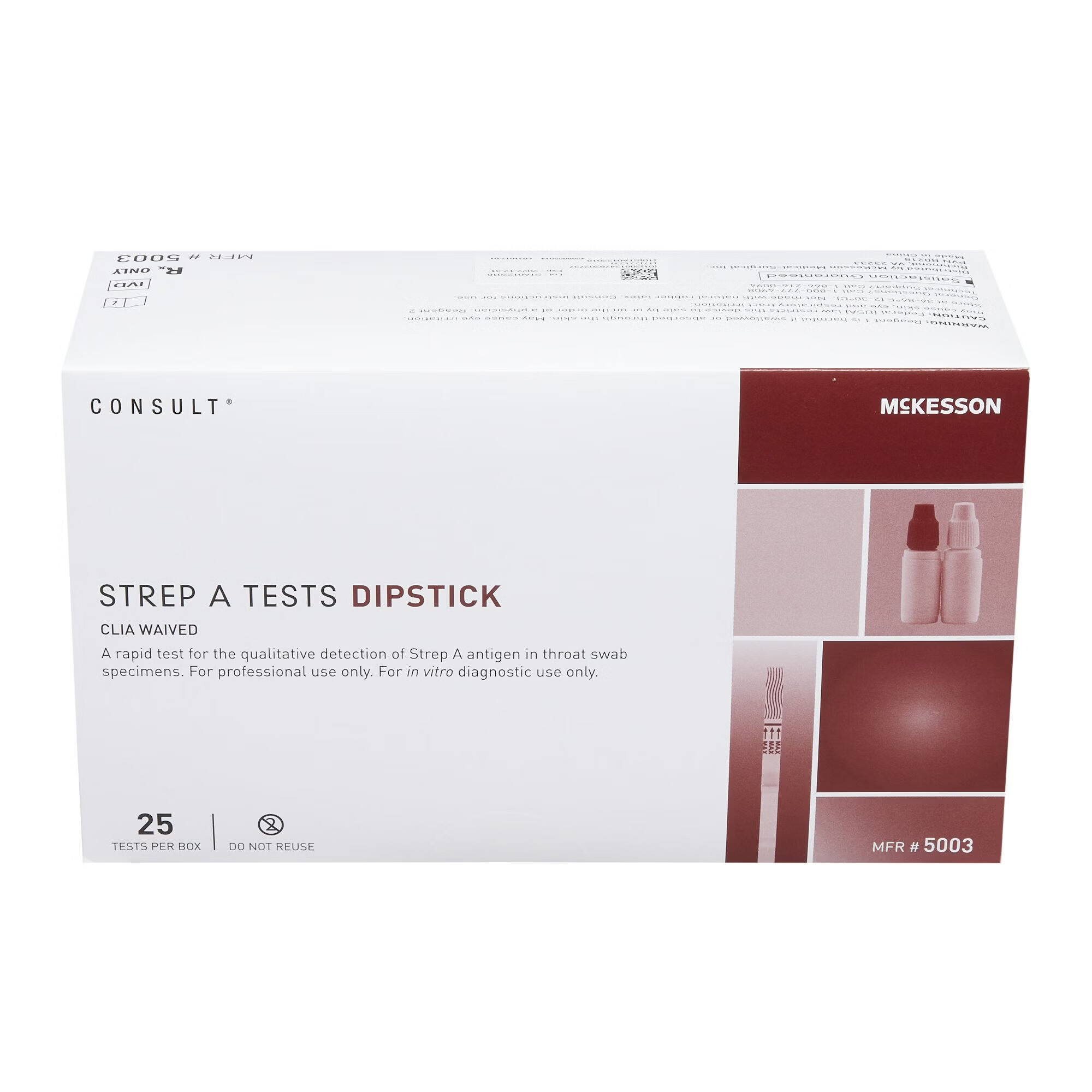 McKesson Brand - 5003 Respiratory Test Kit McKesson Consult™ Strep A Test 25 Tests CLIA Waived