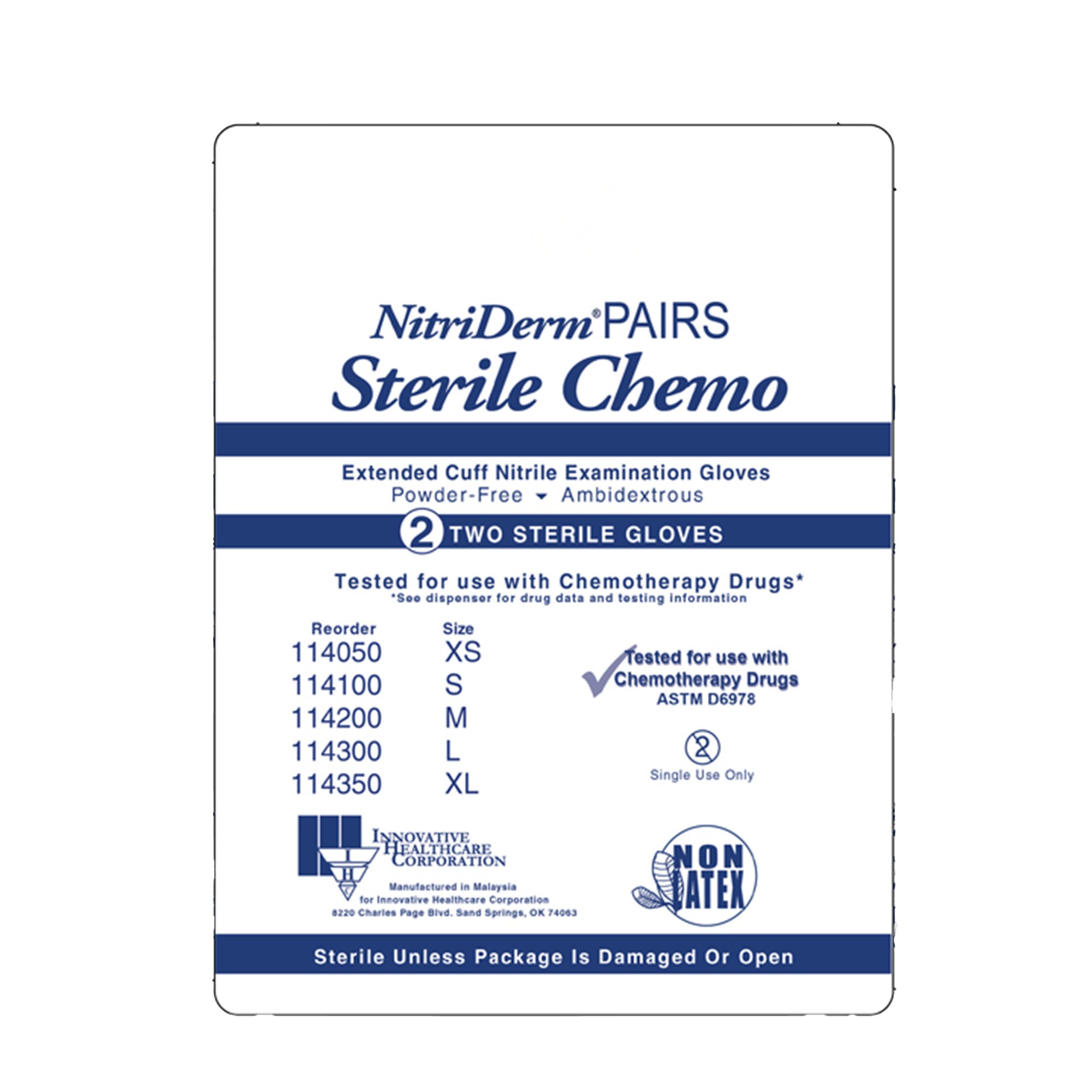 Innovative Healthcare Corp 114200 - NitriDerm® EC Nitrile Extended Cuff Length Exam Glove, Medium, Blue - 50/Box, 200/Case