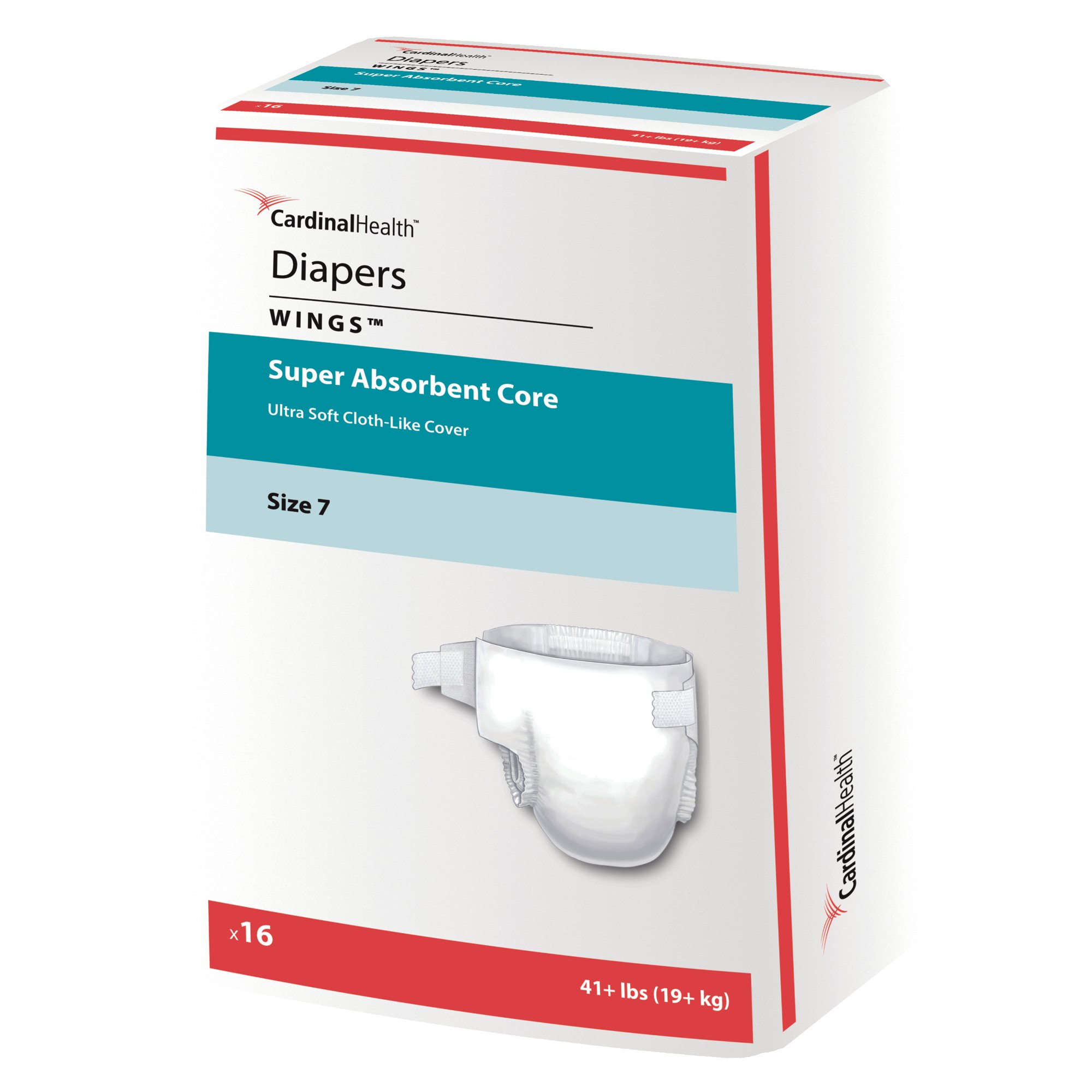 Cardinal 80068A - Curity Unisex Baby Diapers, Heavy Absorbency, Disposable, Size 7, 41+ lbs. - 16/Bag, 128/Case