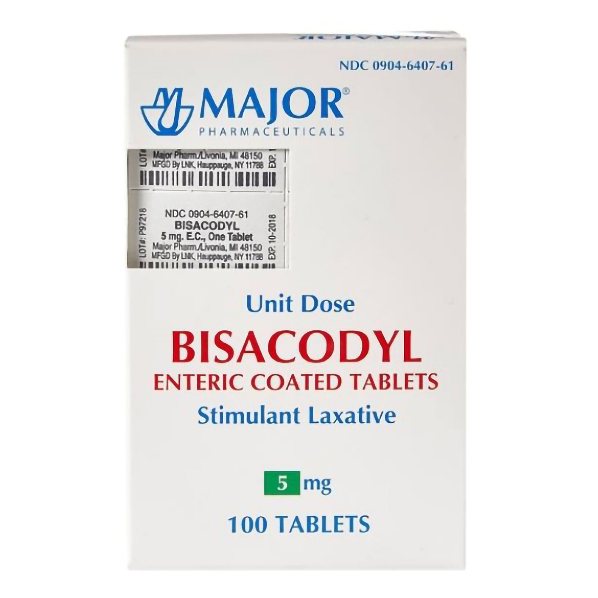 Major Pharmaceuticals - 00904640761 Major® Bisacodyl USP Laxative