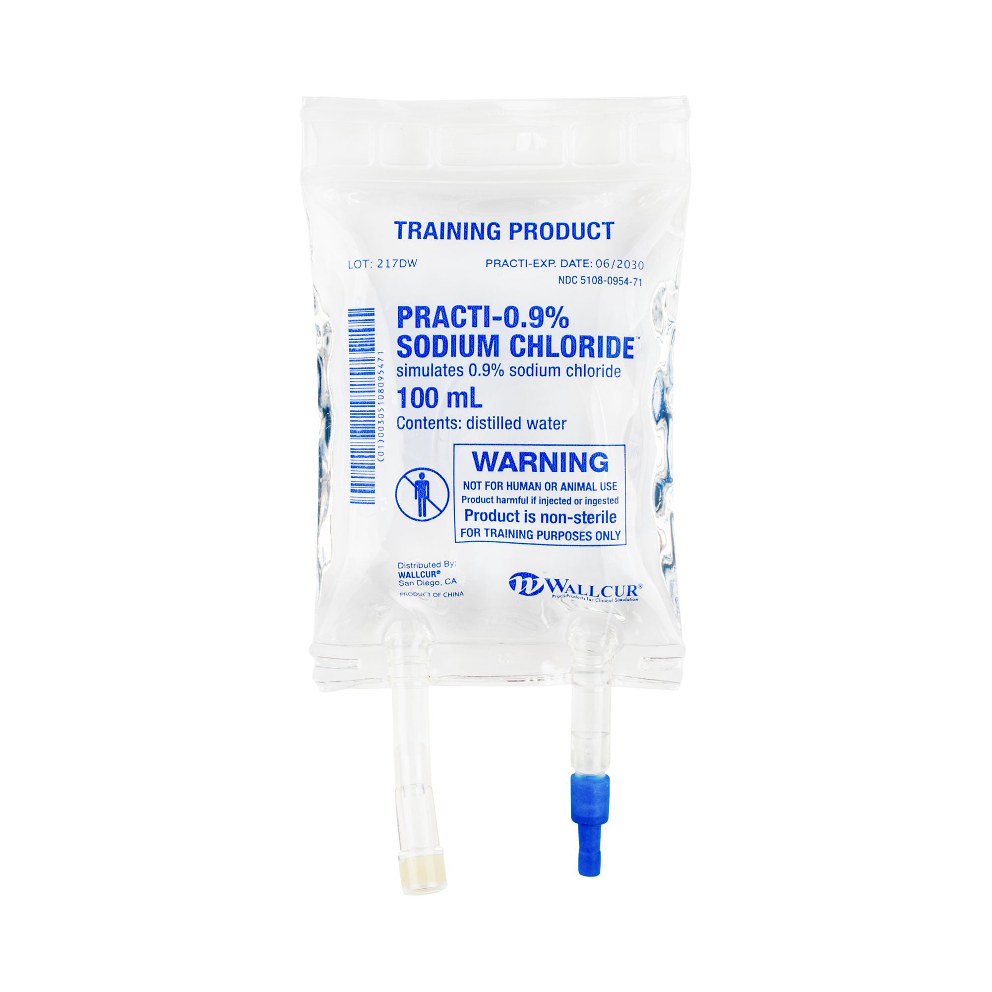 Wallcur - 217DW Clinical Training Medication Practi-0.9% Sodium Chloride™ Liquid I.V. Bag 100 mL