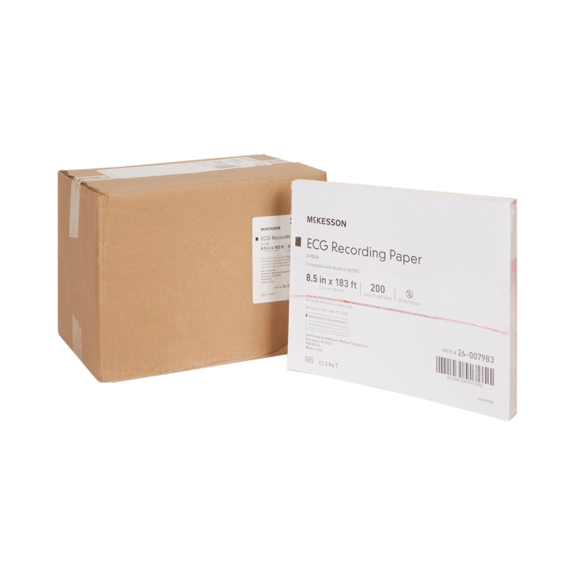 McKesson Brand - 26-007983 Recording Chart Paper McKesson Z-Fold Red Grid
