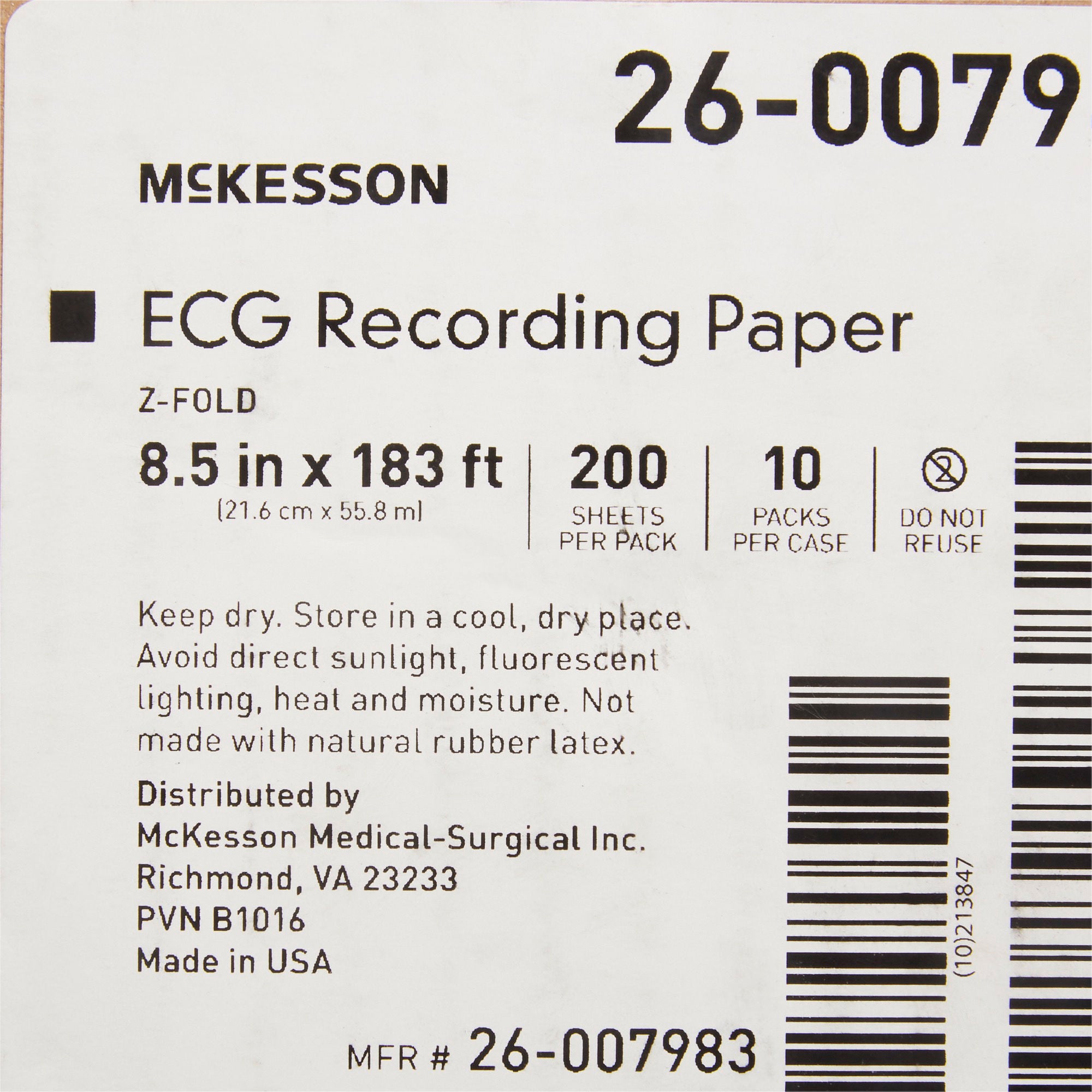 McKesson Brand - 26-007983 Recording Chart Paper McKesson Z-Fold Red Grid
