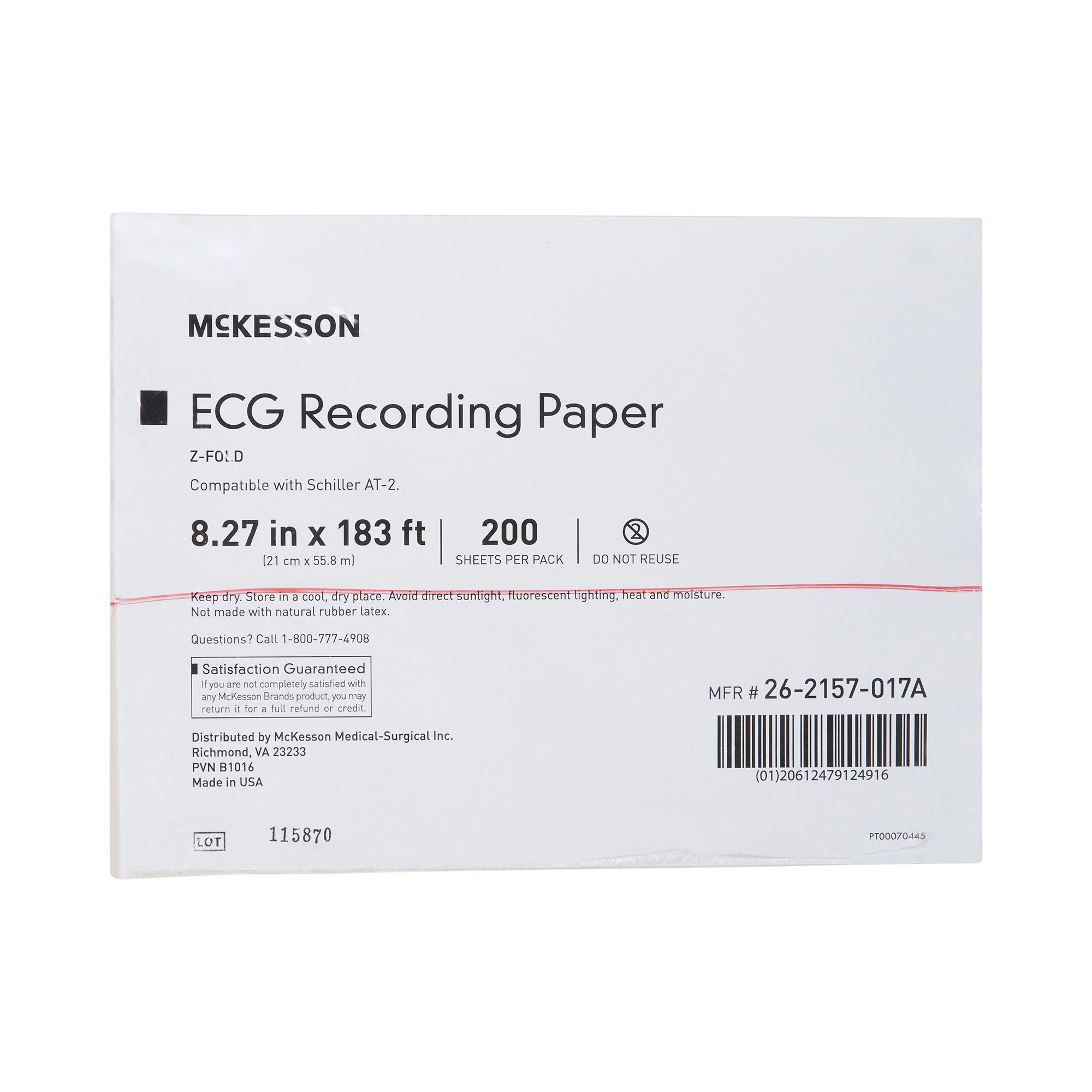 McKesson Brand - 26-2157-017A Recording Chart Paper McKesson Z-Fold Red Grid