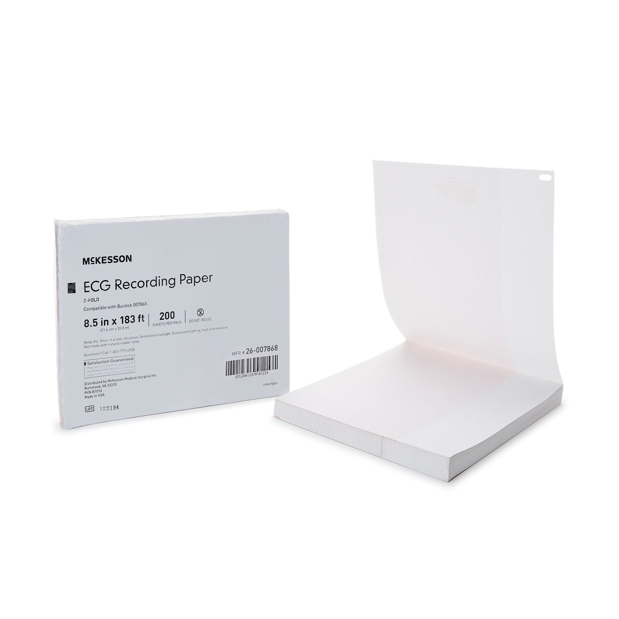 McKesson Brand - 26-007868 Recording Chart Paper McKesson Z-Fold Red Grid