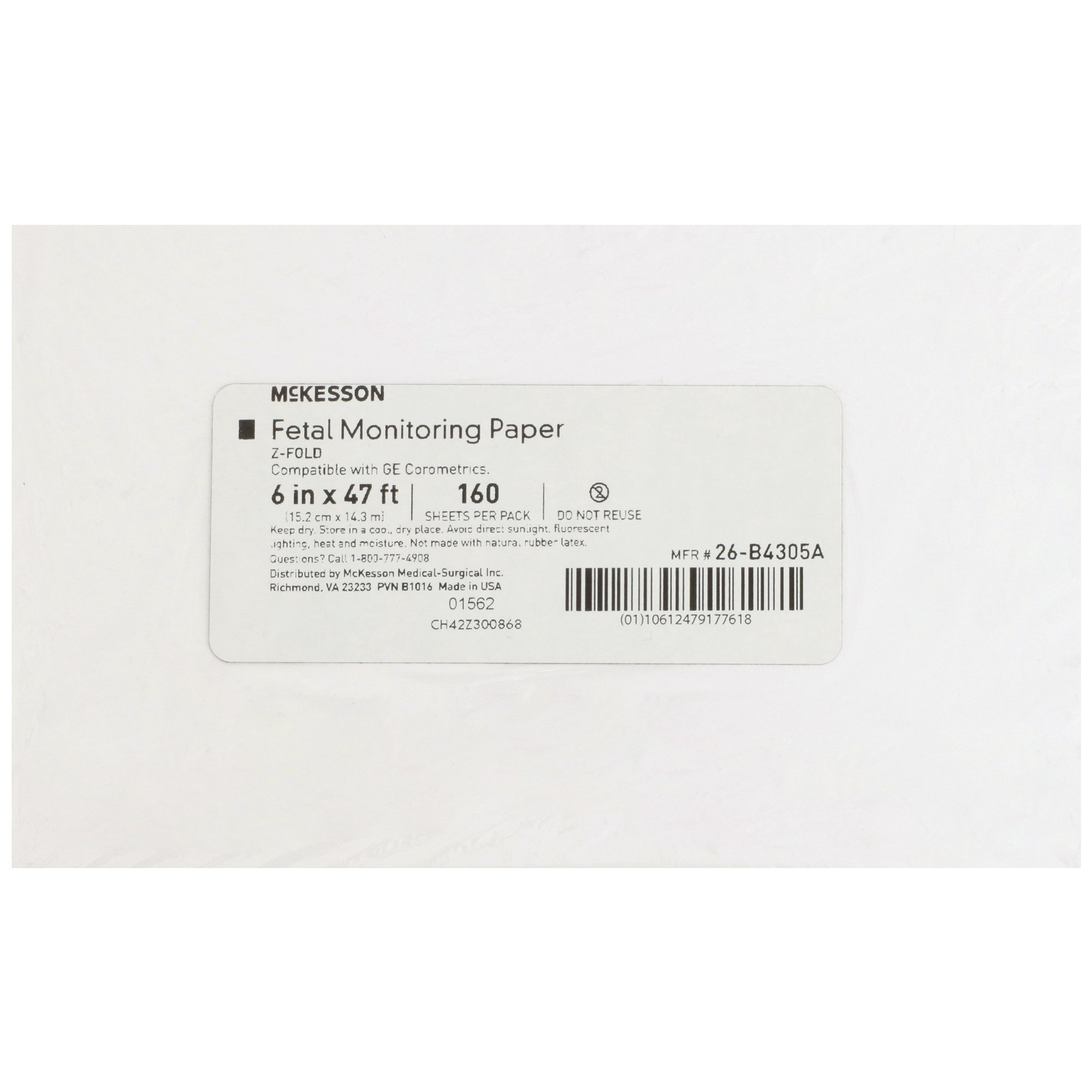 McKesson Brand - 26-B4305A McKesson Fetal Monitoring Paper