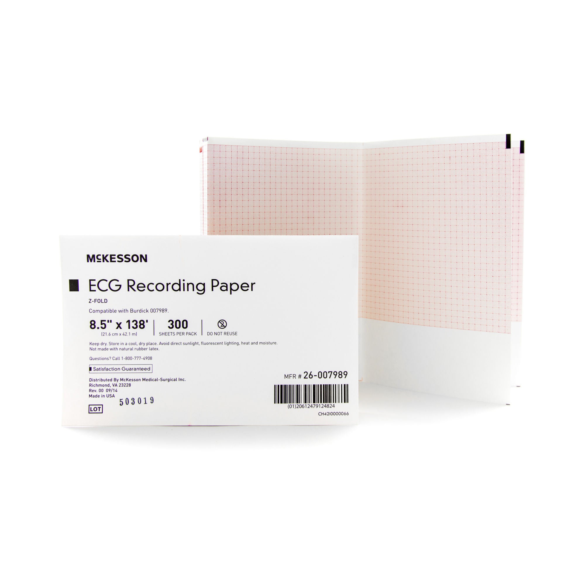 McKesson Brand - 26-007989 Recording Chart Paper McKesson Z-Fold Red Grid