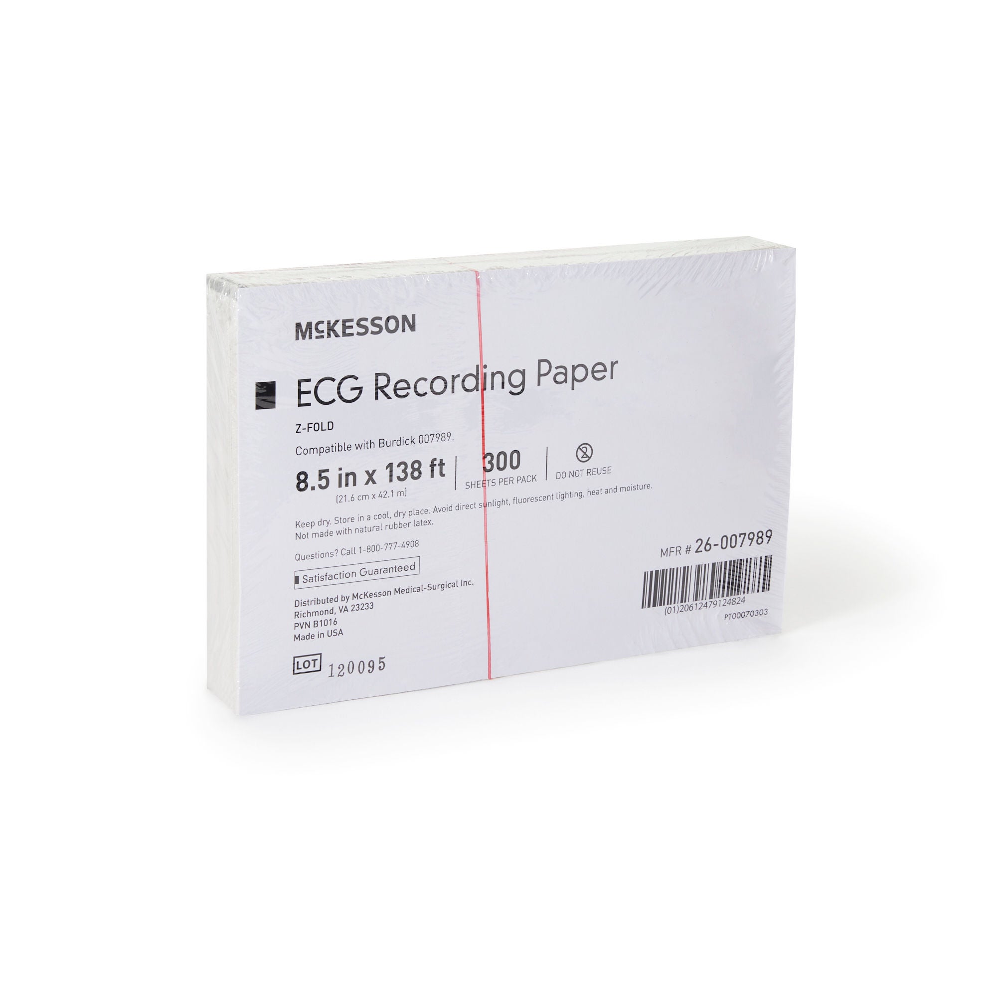 McKesson Brand - 26-007989 Recording Chart Paper McKesson Z-Fold Red Grid