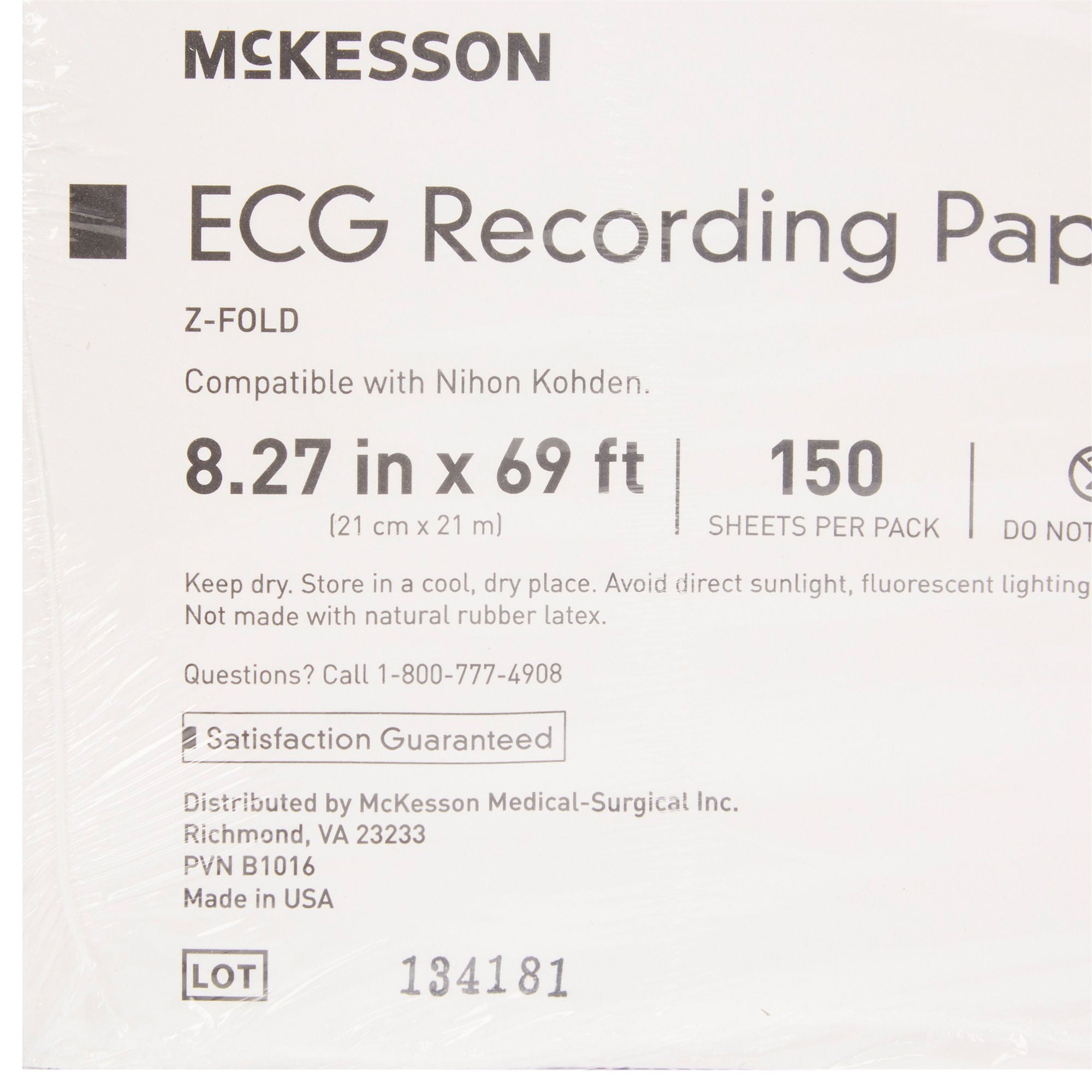 McKesson Brand - 26-PA9100Z Recording Chart Paper McKesson Z-Fold Red Grid