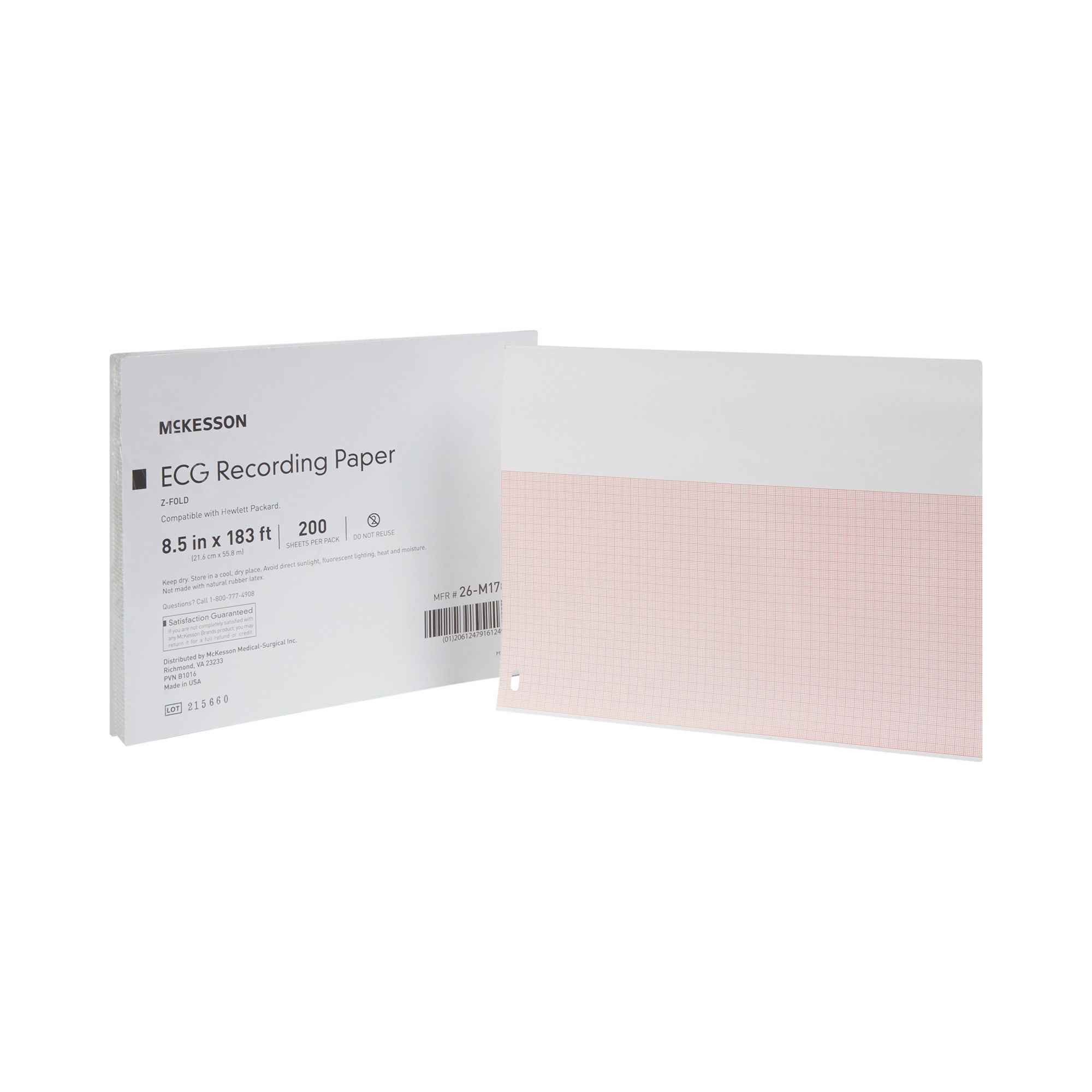 McKesson Brand - 26-M1707A Recording Chart Paper McKesson Z-Fold Red Grid