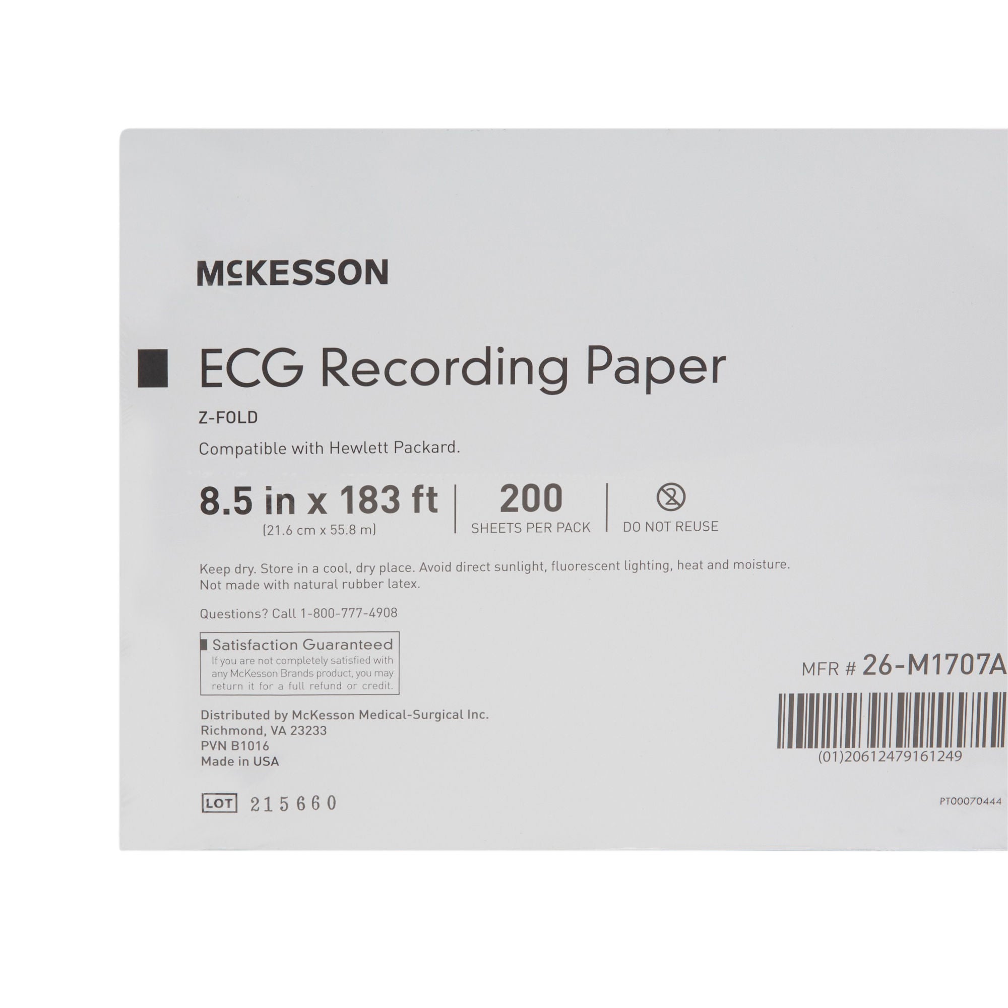 McKesson Brand - 26-M1707A Recording Chart Paper McKesson Z-Fold Red Grid