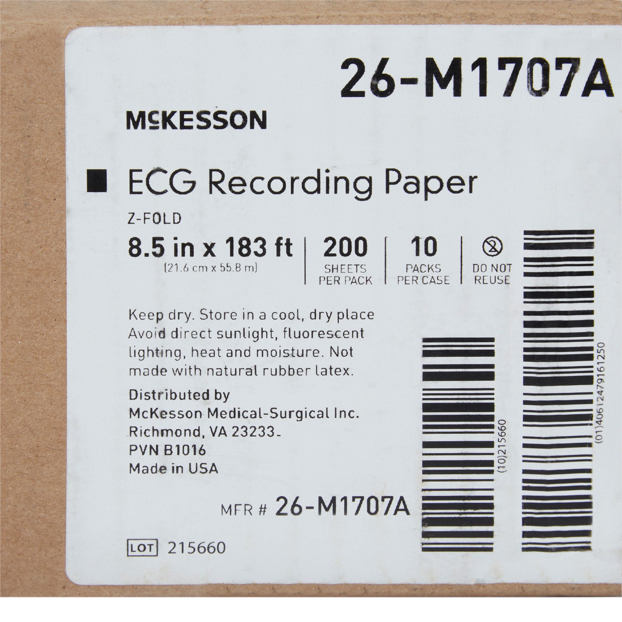 McKesson Brand - 26-M1707A Recording Chart Paper McKesson Z-Fold Red Grid