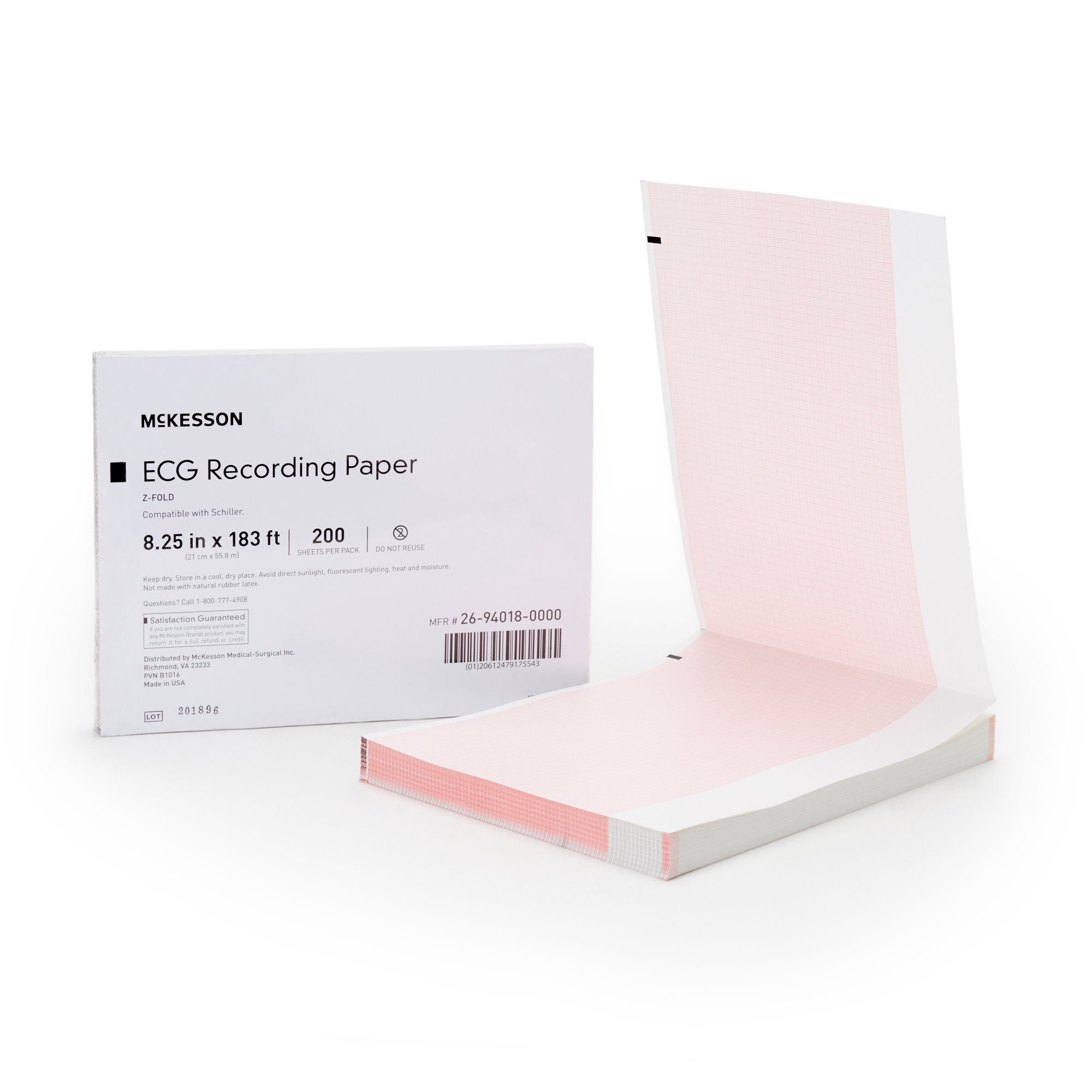 McKesson Brand - 26-94018-0000 Recording Chart Paper McKesson Z-Fold Red Grid