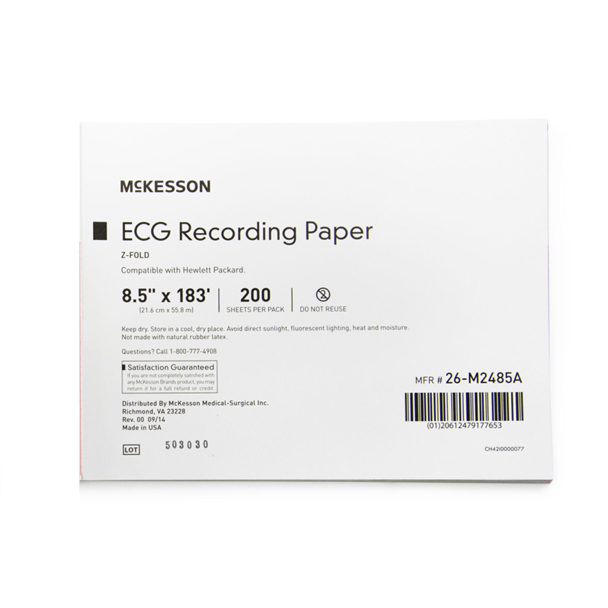 McKesson Brand - 26-M2485A Recording Chart Paper McKesson Z-Fold Red Grid