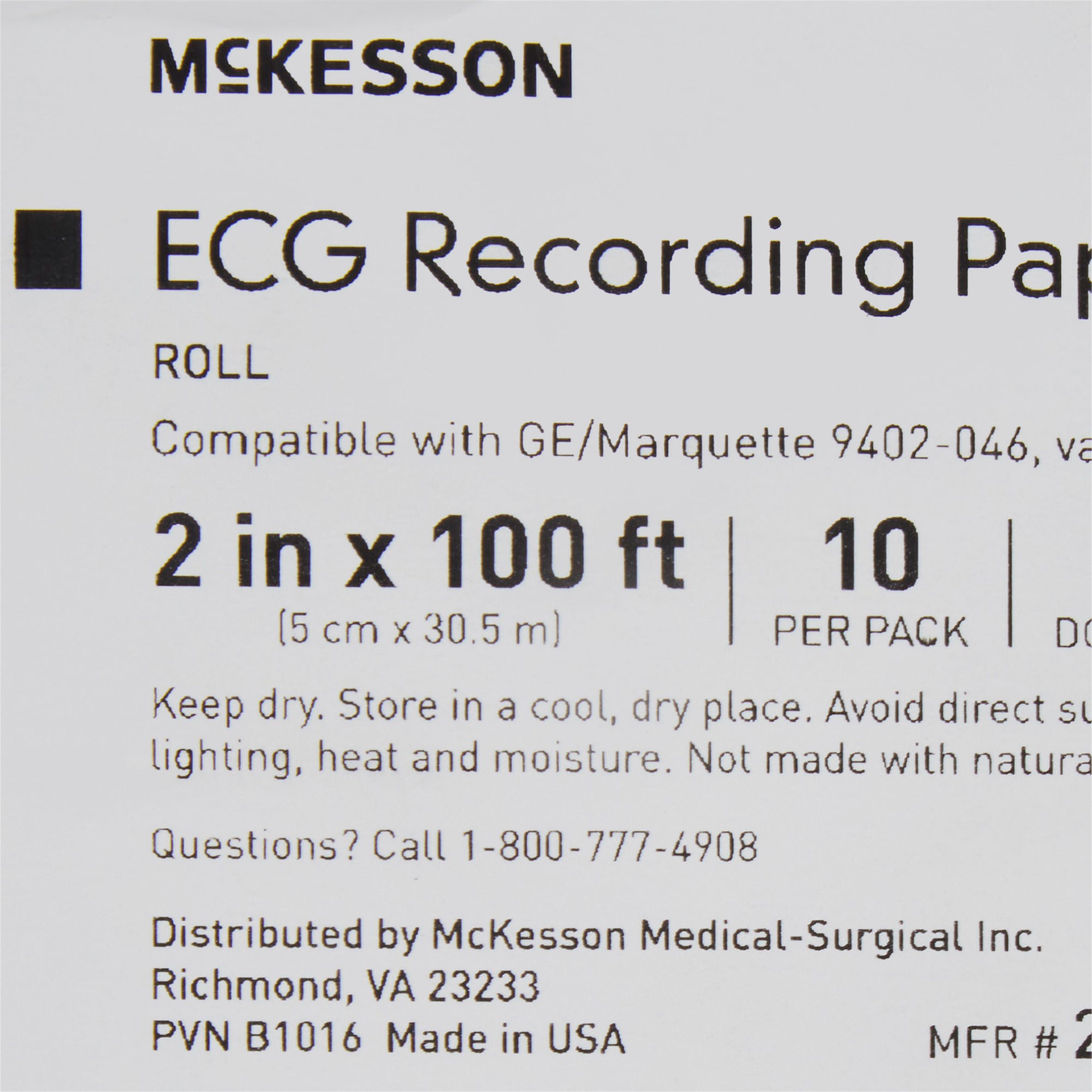 McKesson Brand - 26-307438 Recording Chart Paper McKesson Roll Without Grid