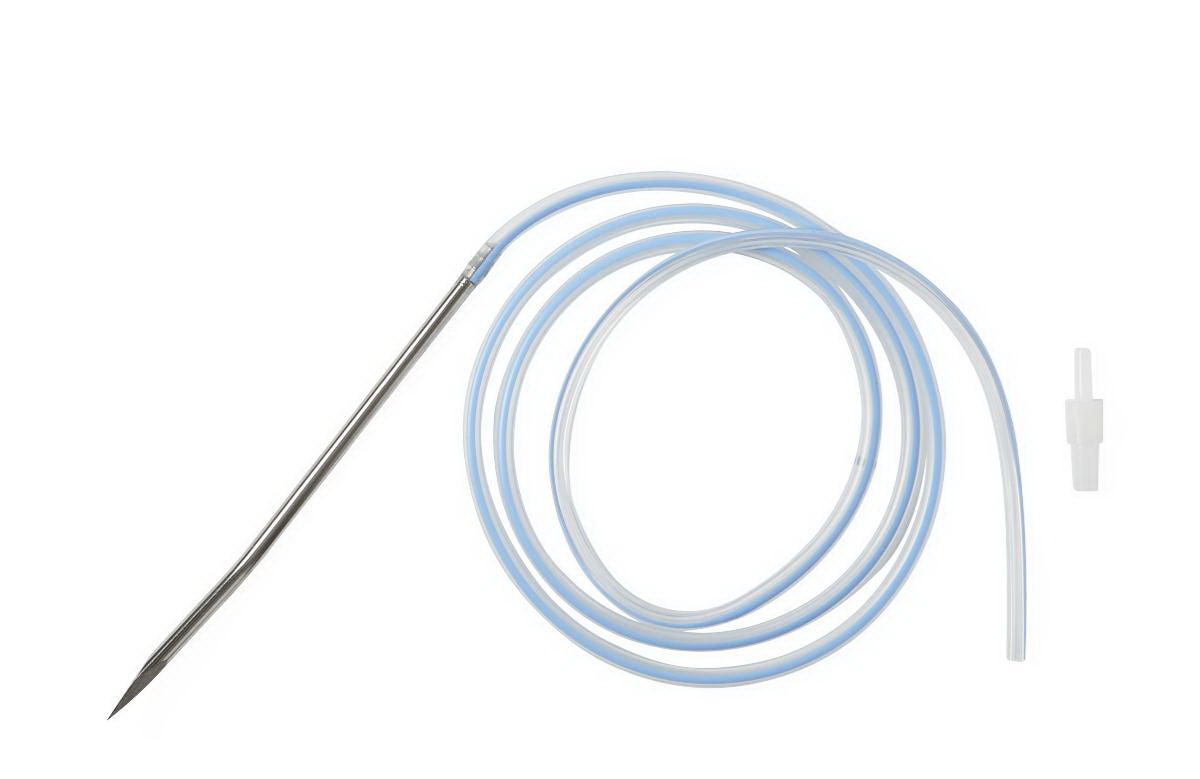 Medline - DYNJWE2189 Wound Drain Tube Medline Round/Full Type With Trocar 4 Channel Type 15 Fr. Size Sterile