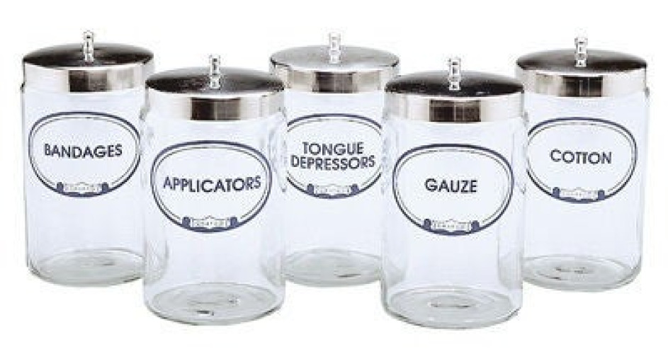 Graham-Field - 3454A B Sundry Jar Grafco® Glass Transparent Glass Jars, Polished Aluminum Cover 4.25 X 7 Inch