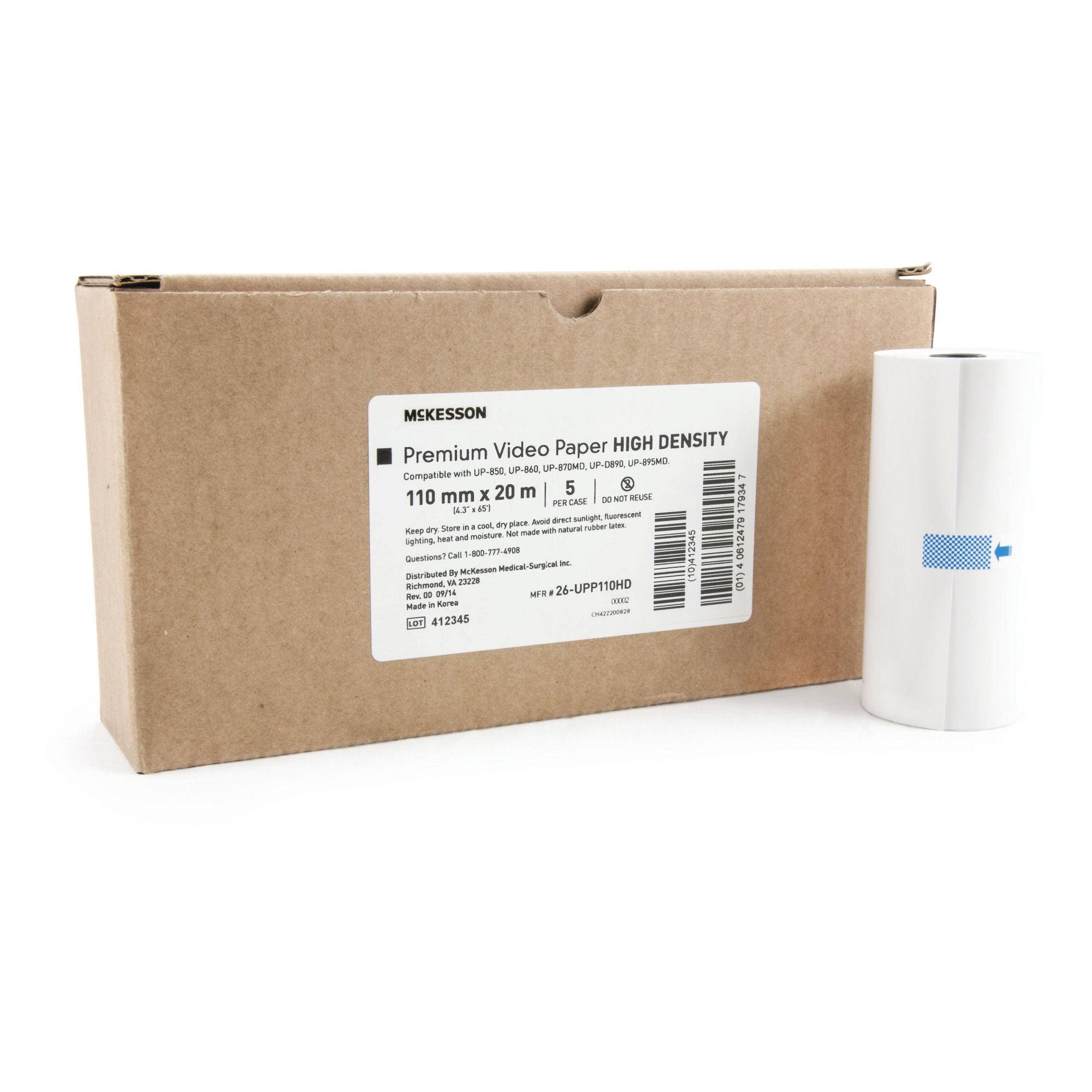 McKesson Brand - 26-UPP110HD Ultrasound Video Paper McKesson Roll Black and White High Density Without Grid