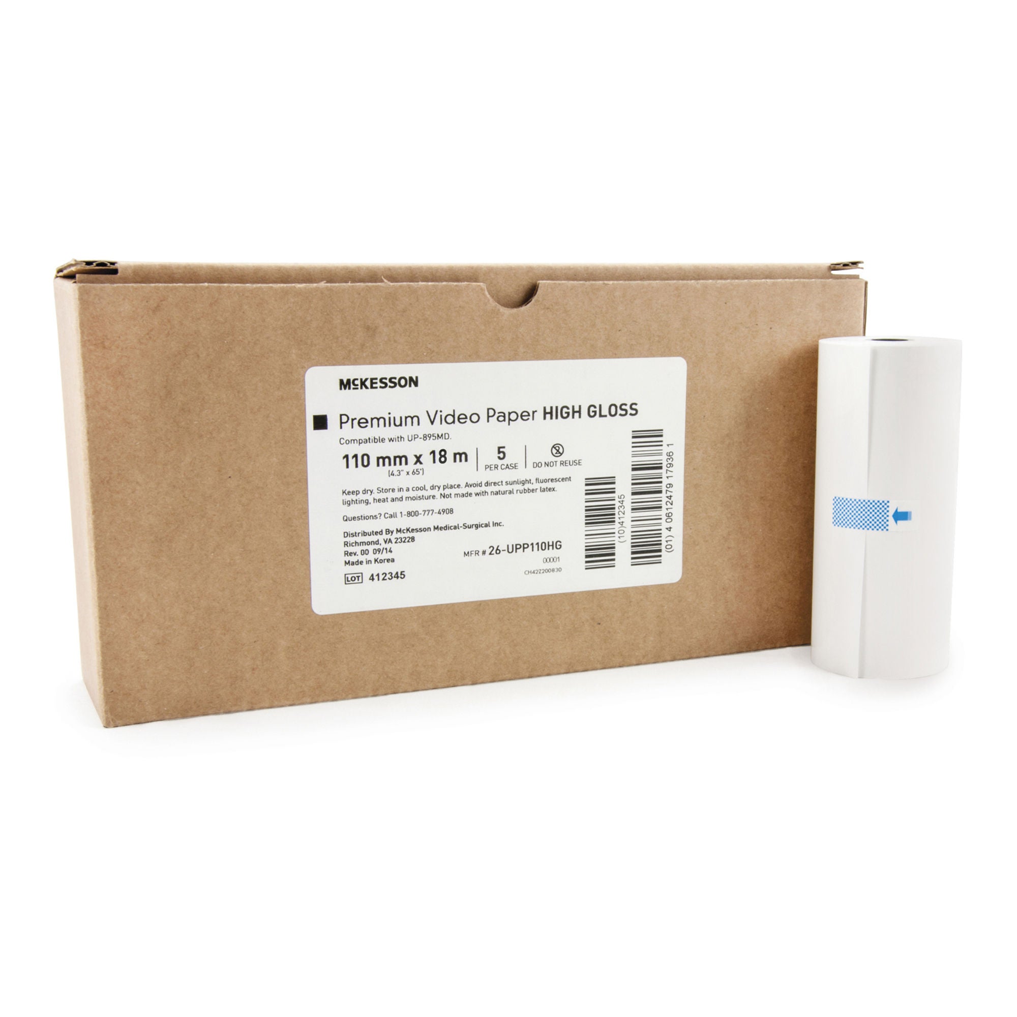 McKesson Brand - 26-UPP110HG Ultrasound Video Paper McKesson Roll High Gloss Without Grid