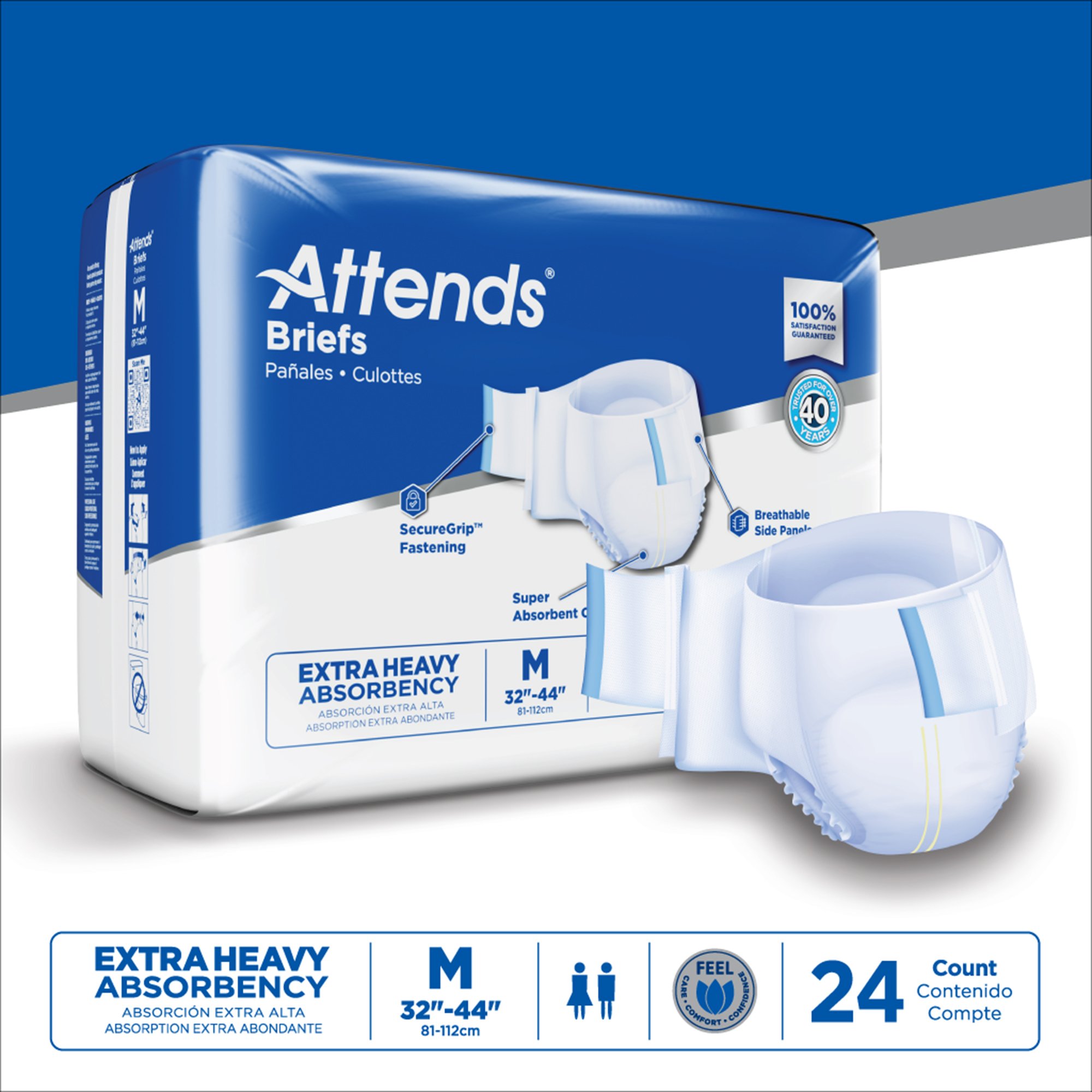 Attends Healthcare Products DDP20 - Attends® Extra Heavy Absorbency Briefs, Medium - 24/Bag, 96/Case