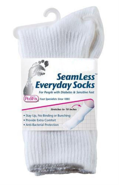 Pedifix - P795-M/L Diabetic Socks SeamLess™ Calf High Medium / Large White Closed Toe