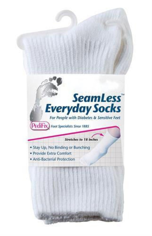 Pedifix - P795-XL Diabetic Socks SeamLess™ Calf High X-Large White Closed Toe