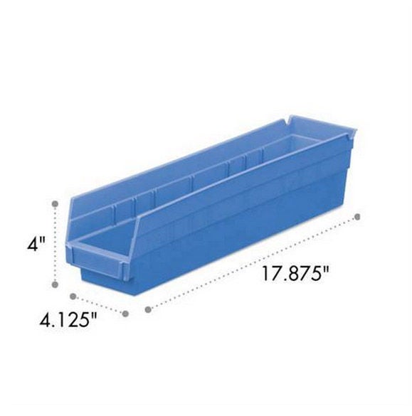 Market Lab Inc - 2757-BL Shelf Bin Blue Plastic 4 X 4-1/8 X 17-7/8 Inch