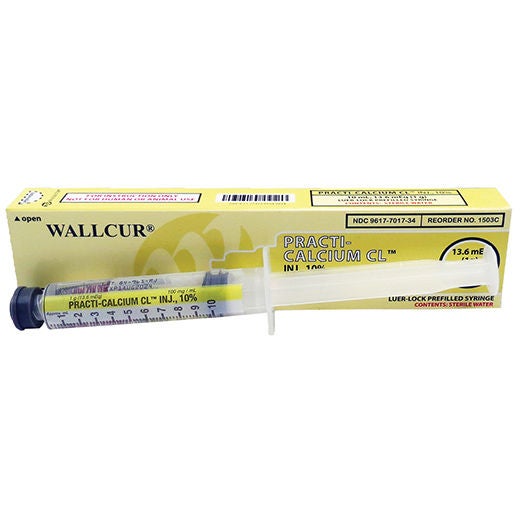 Wallcur - 1503C Clinical Training Medication Practi-Calcium Chloride™ I.V. Code Med 10% Liquid Needle Free Syringe 10 mL