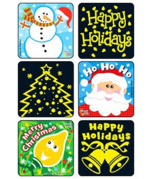 Medibadge - W2037 Sticker Kids Love Stickers® 75 per Box Merry Christmas Glow-In-The-Dark 