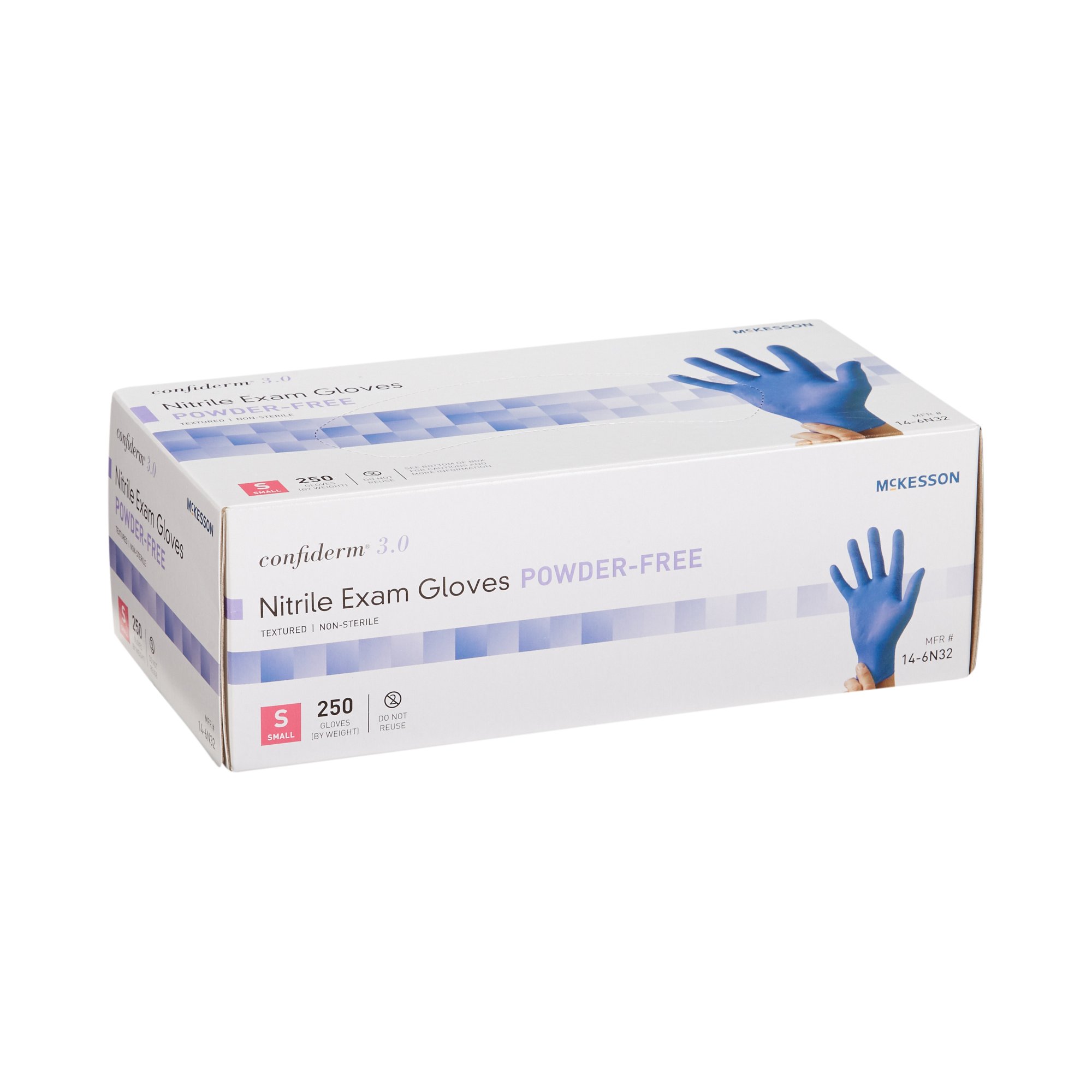 McKesson Brand 14-6N32 - McKesson Confiderm® 3.0 Nitrile Exam Glove, Small, Blue - 1/Box, 10/Case