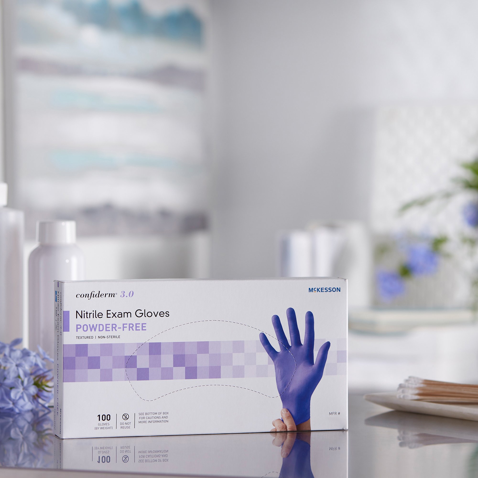 McKesson Brand 14-6N34 - McKesson Confiderm® 4.5C Nitrile Exam Glove, Medium, Blue - 1/Box, 10/Case