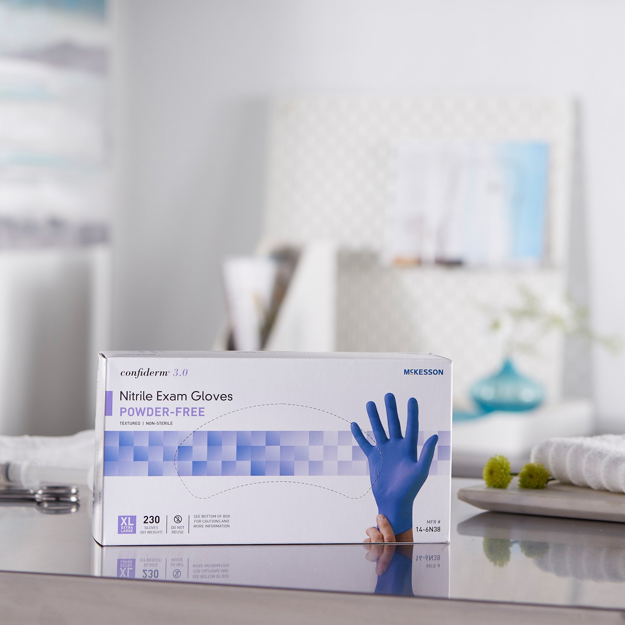 McKesson Brand 14-6N38 - McKesson Confiderm® 3.0 Nitrile Exam Glove, Extra Large, Blue - 1/Box, 10/Case