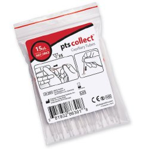 PTS Diagnostics 2863 - PTS Collect™ Capillary Blood Collection Tube, 15 µL - 25/Bag